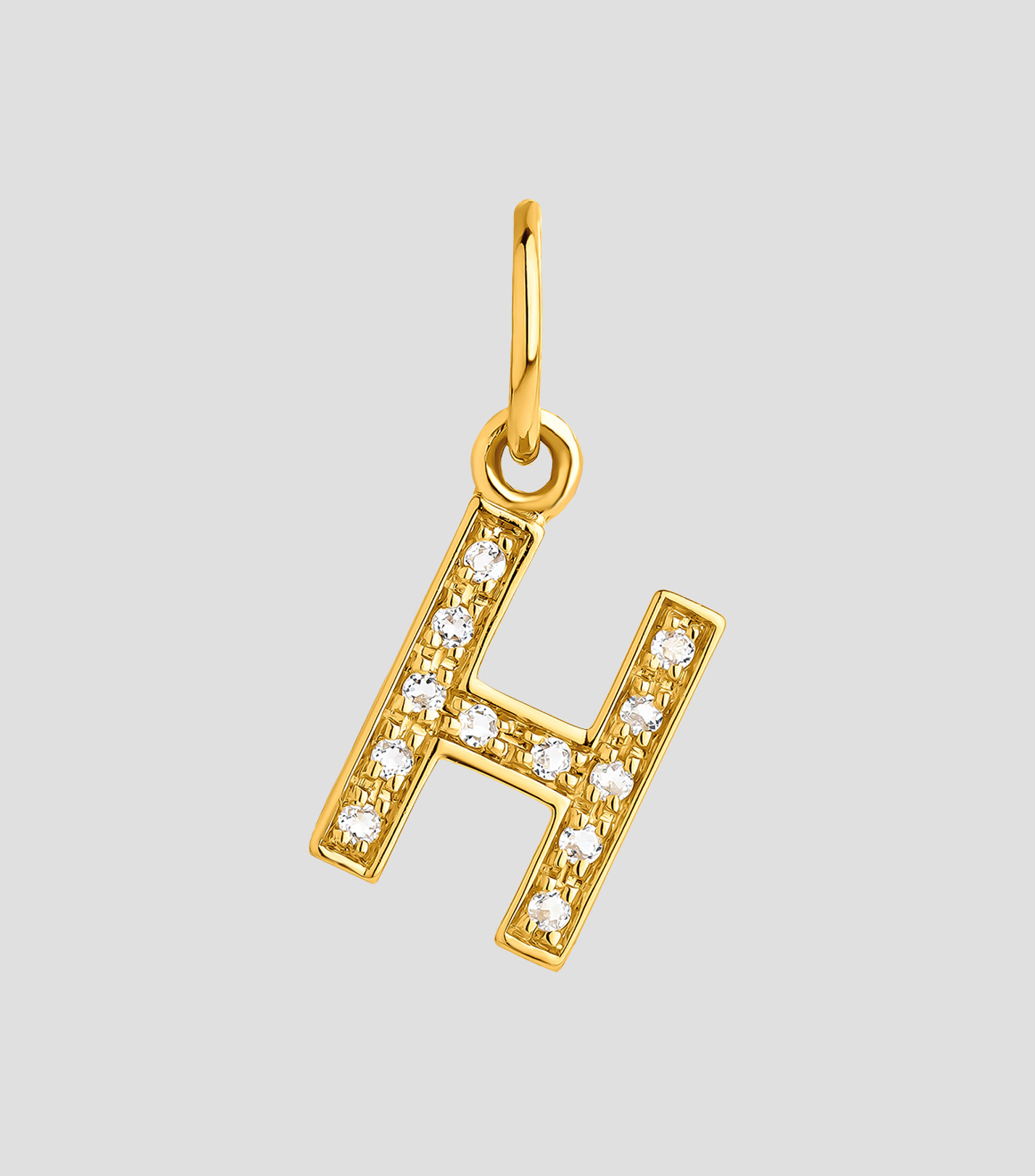 Dije inicial H en plata .925 ABC con topacios blancos Mujer
