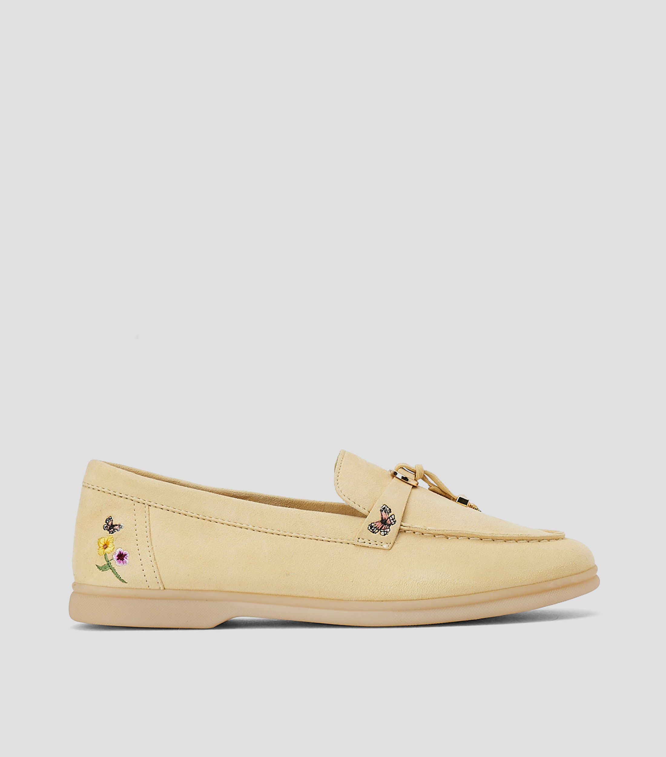 Mocasines de cuero con bordados Mujer