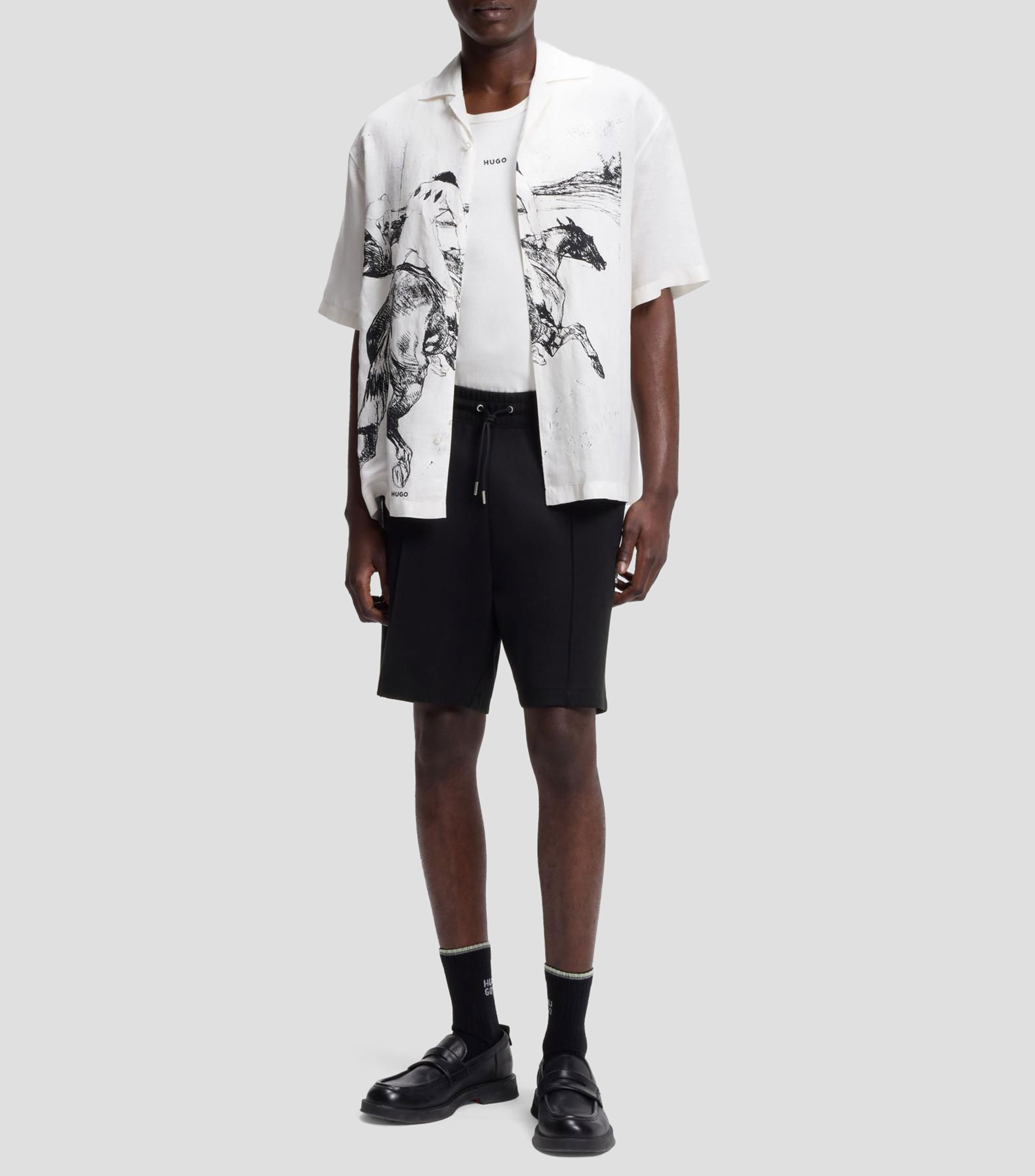 Shorts de algodón con logo apilado Hombre
