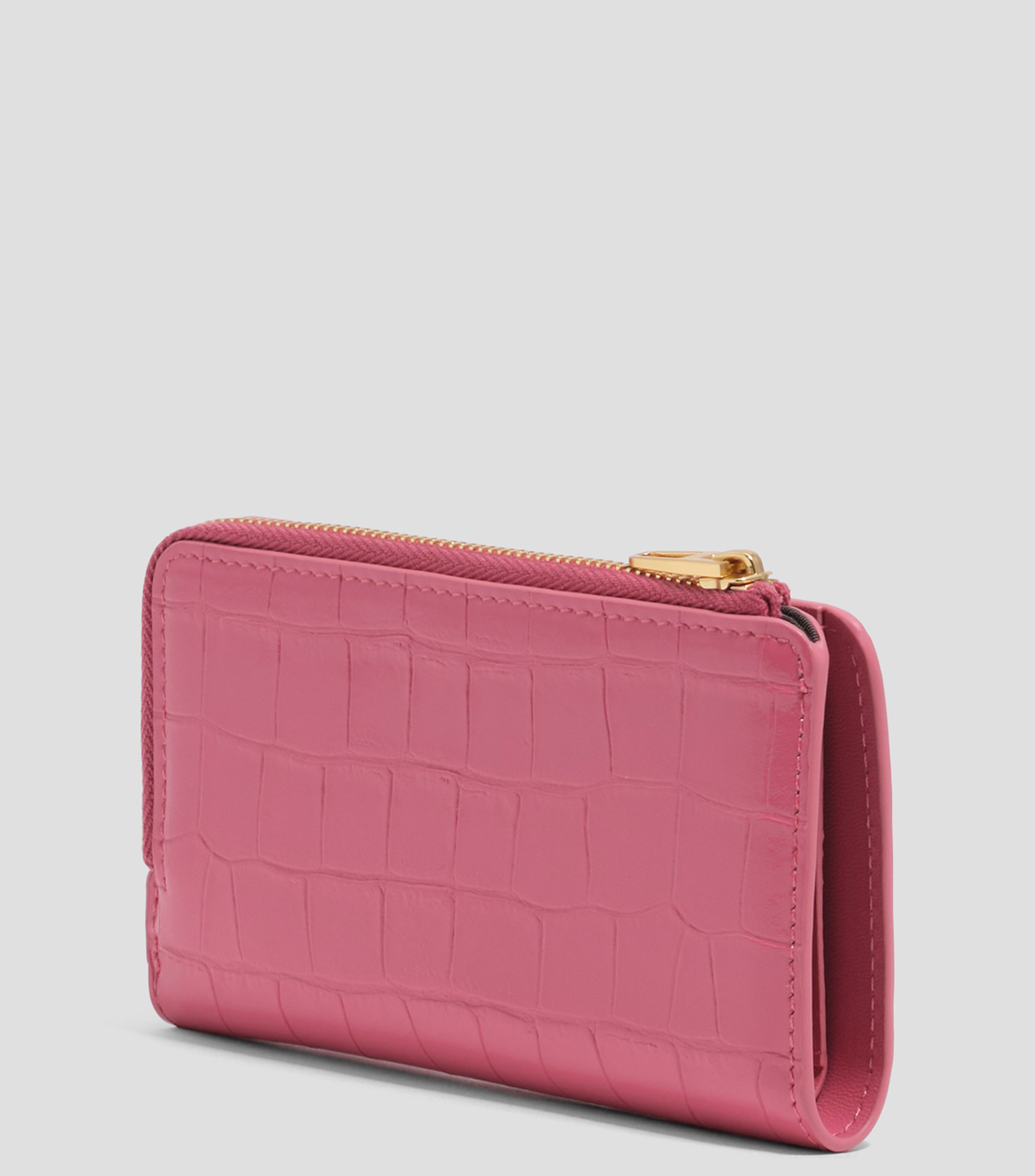Cartera compacta grabado cocodrilo rosa oscuro Mujer