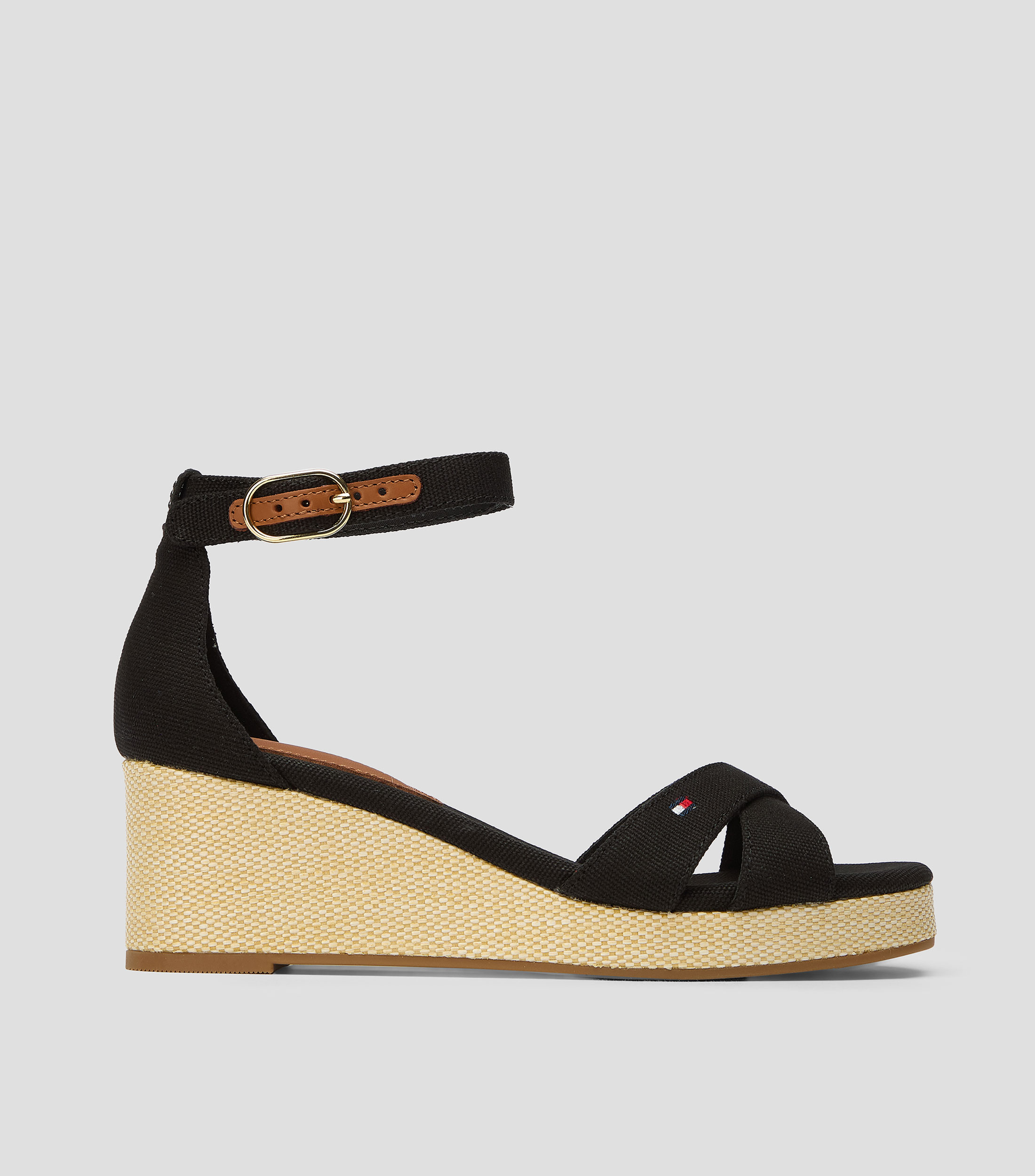 Sandalias con pulsera con tacón medio de cuña Mujer