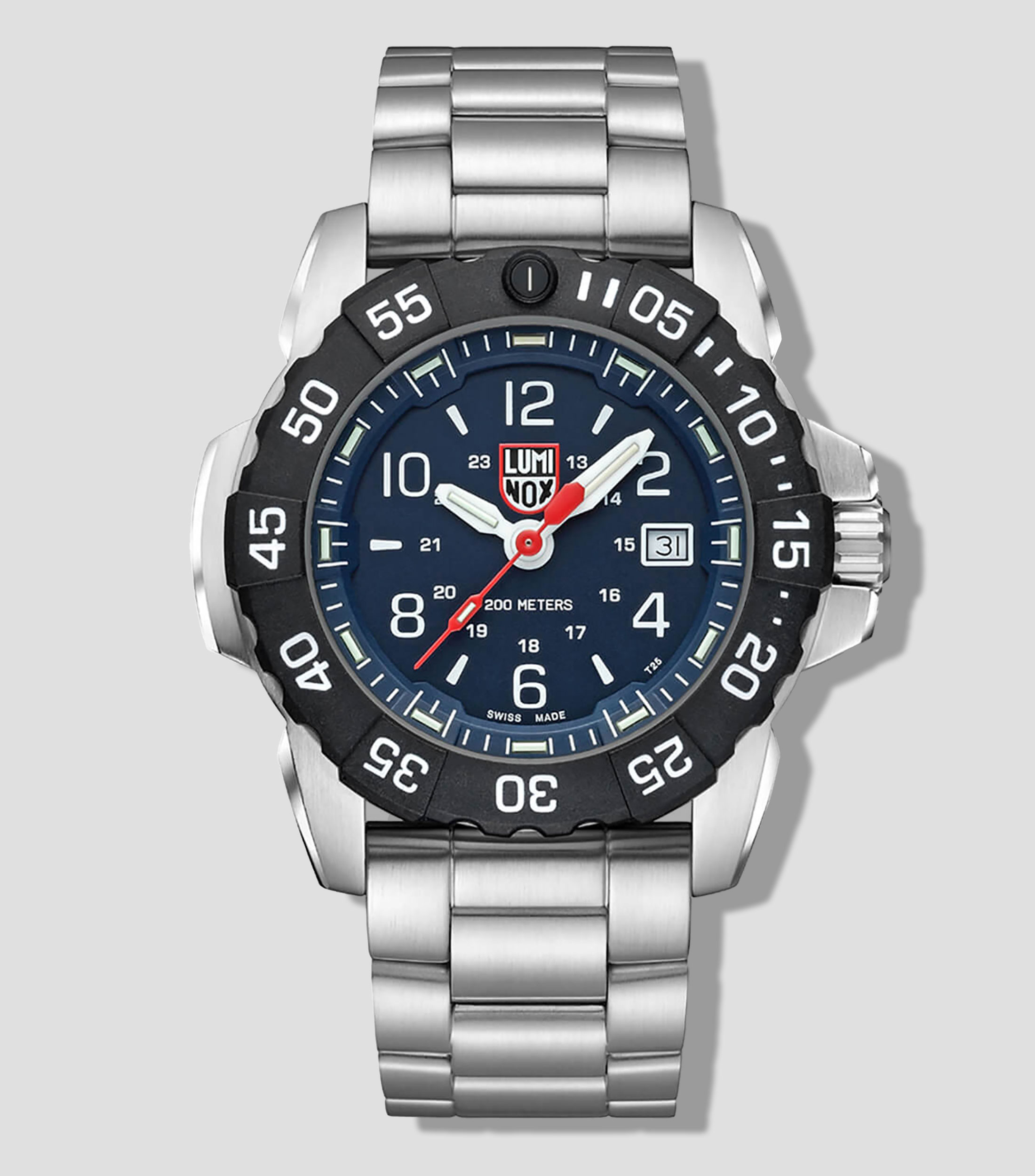 Reloj para Hombre Navy Seal Steel 3250 Time Date Series De Vestir Plata, Negro