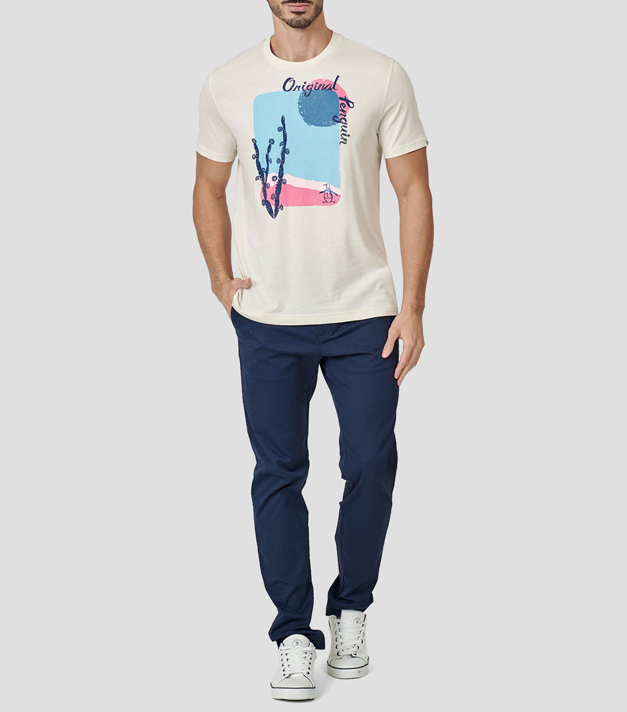 Playera cuello redondo manga corta estampada Hombre