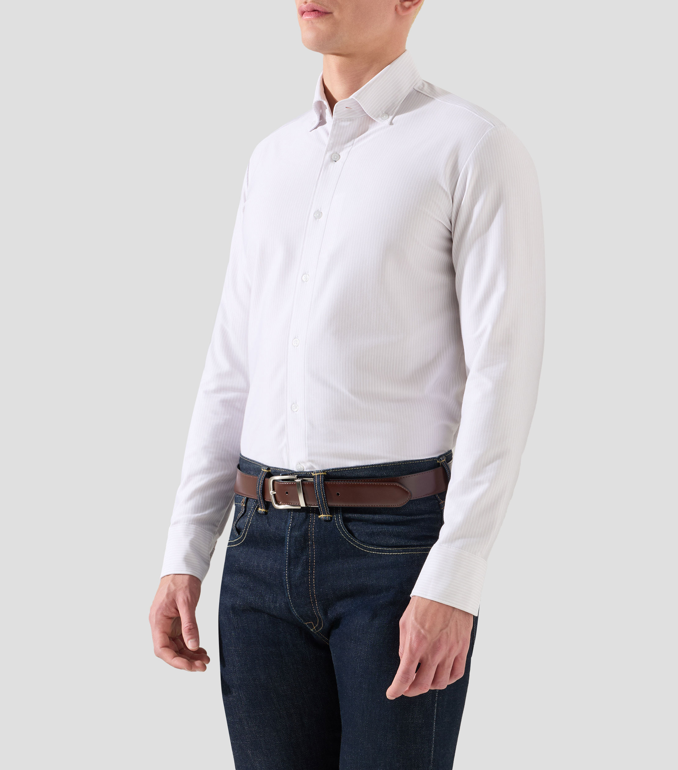 Camisa de rayas con manga larga Hombre