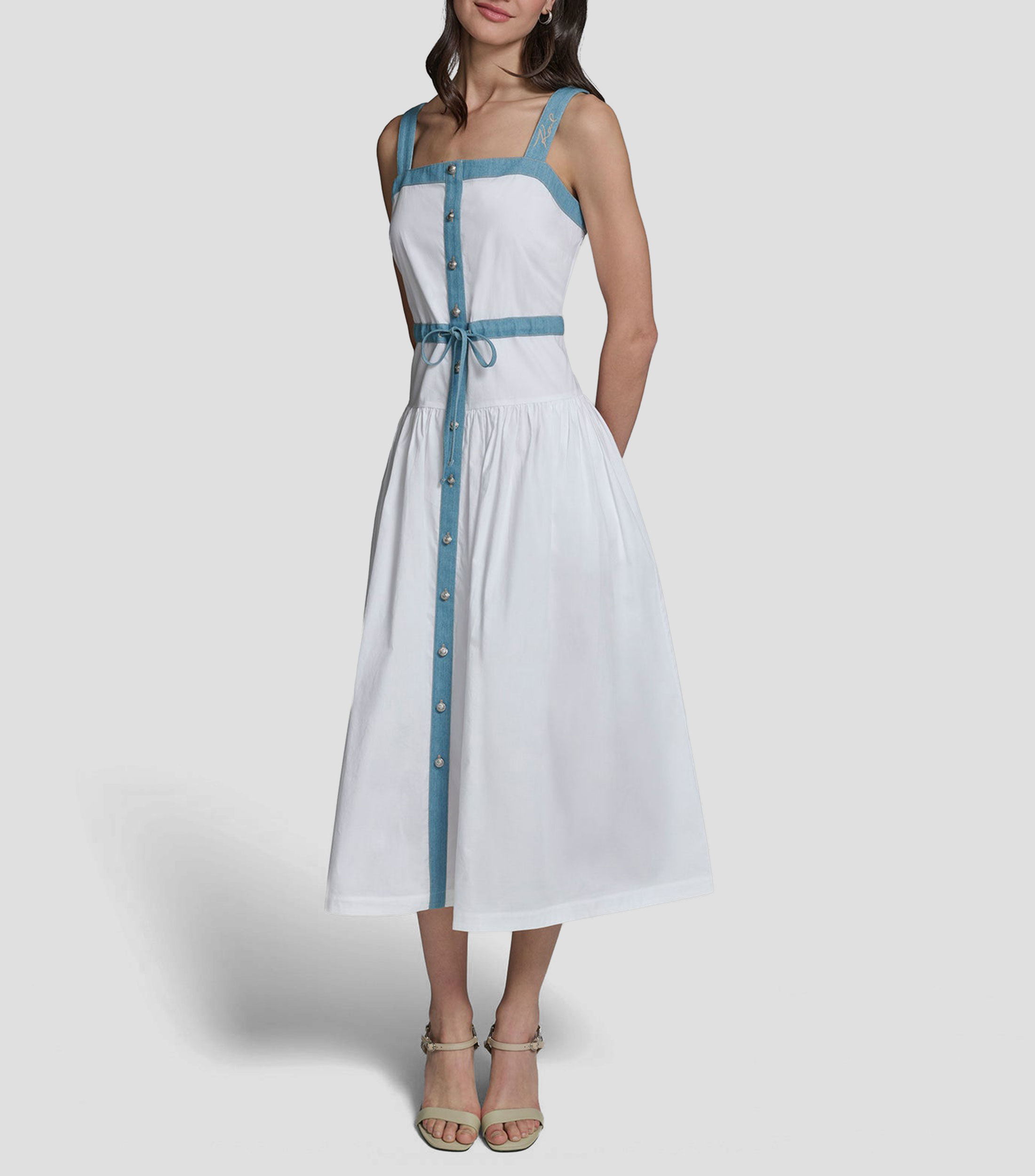 Vestido midi liso Mujer