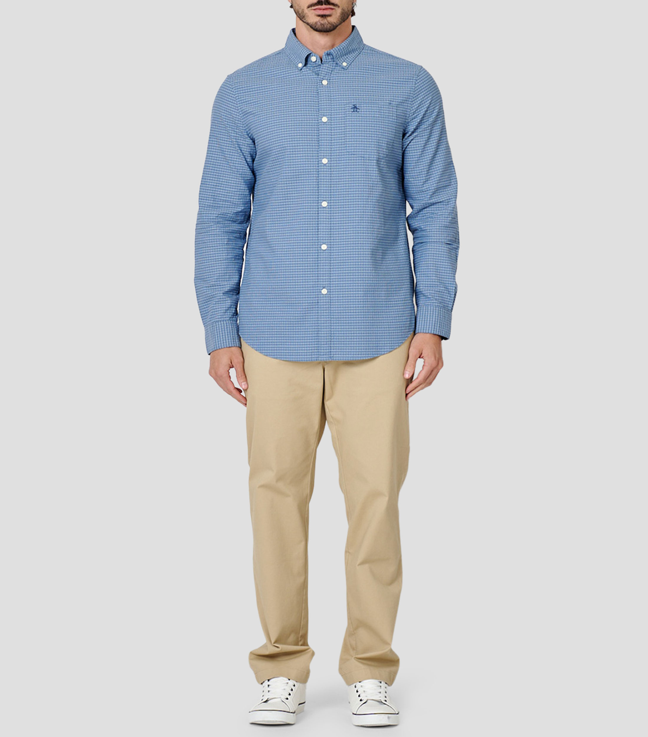 Camisa con cuadros manga larga Hombre