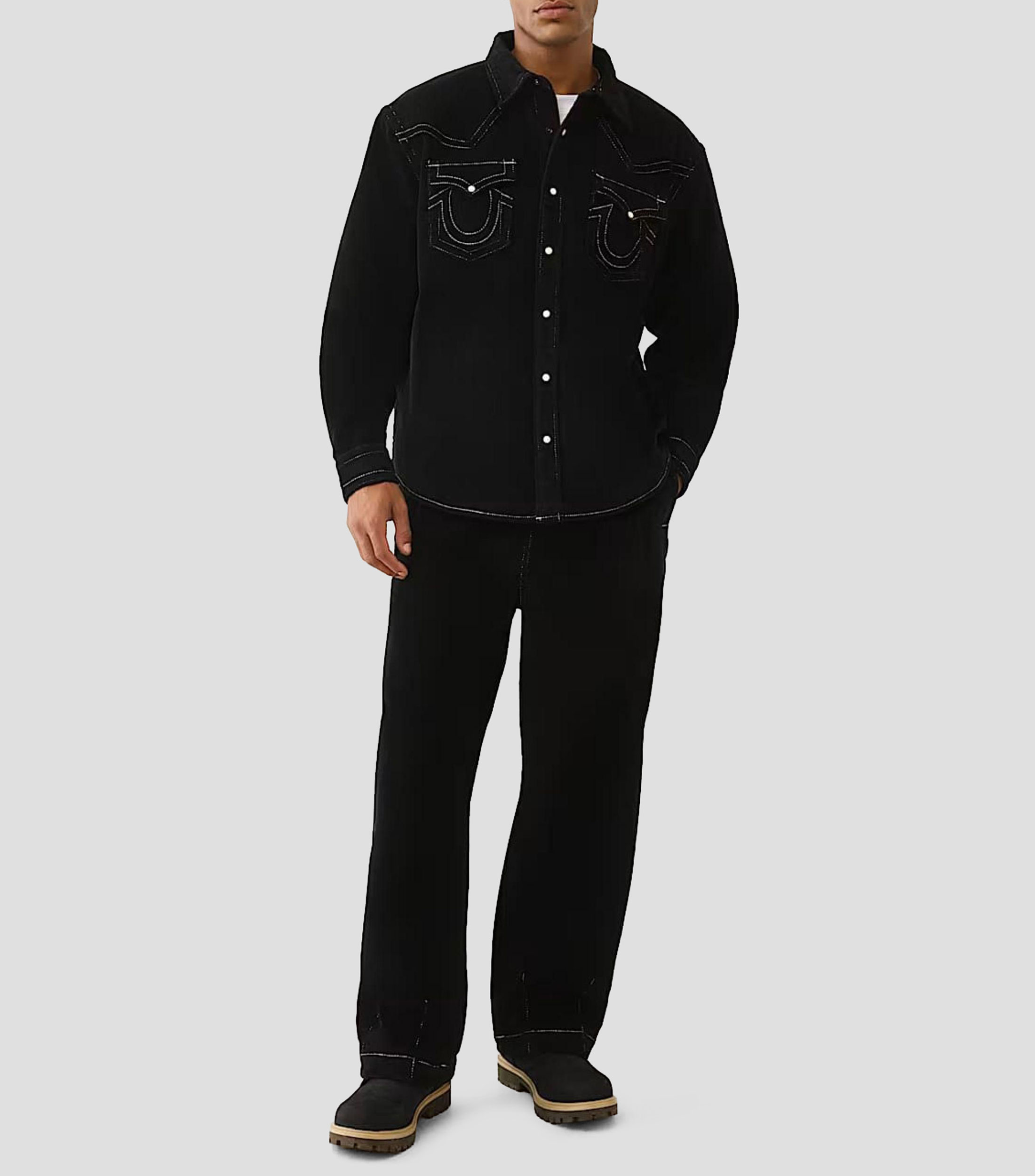 Camisa lisa manga larga Hombre
