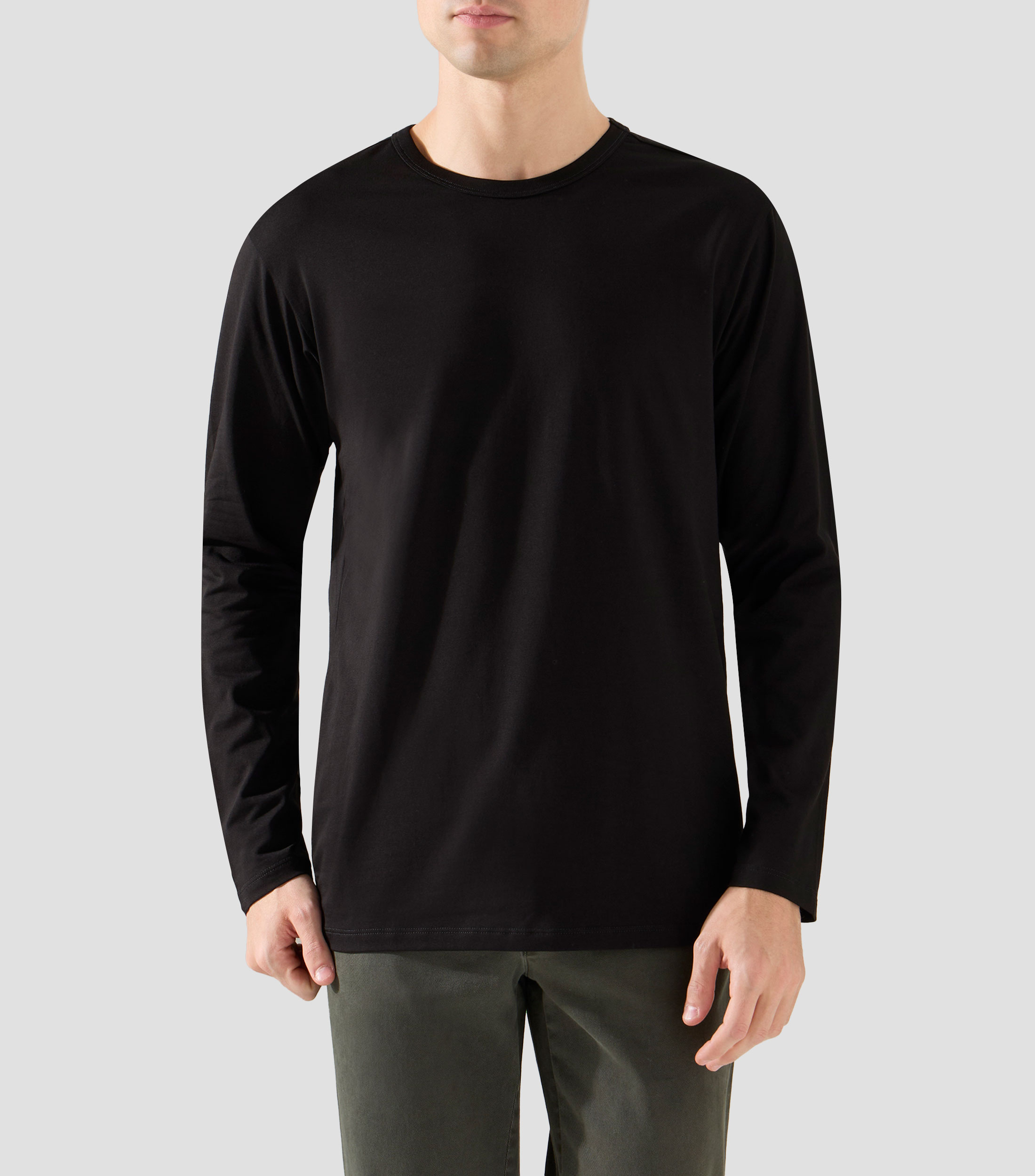 Playera cuello redondo manga larga lisa Hombre