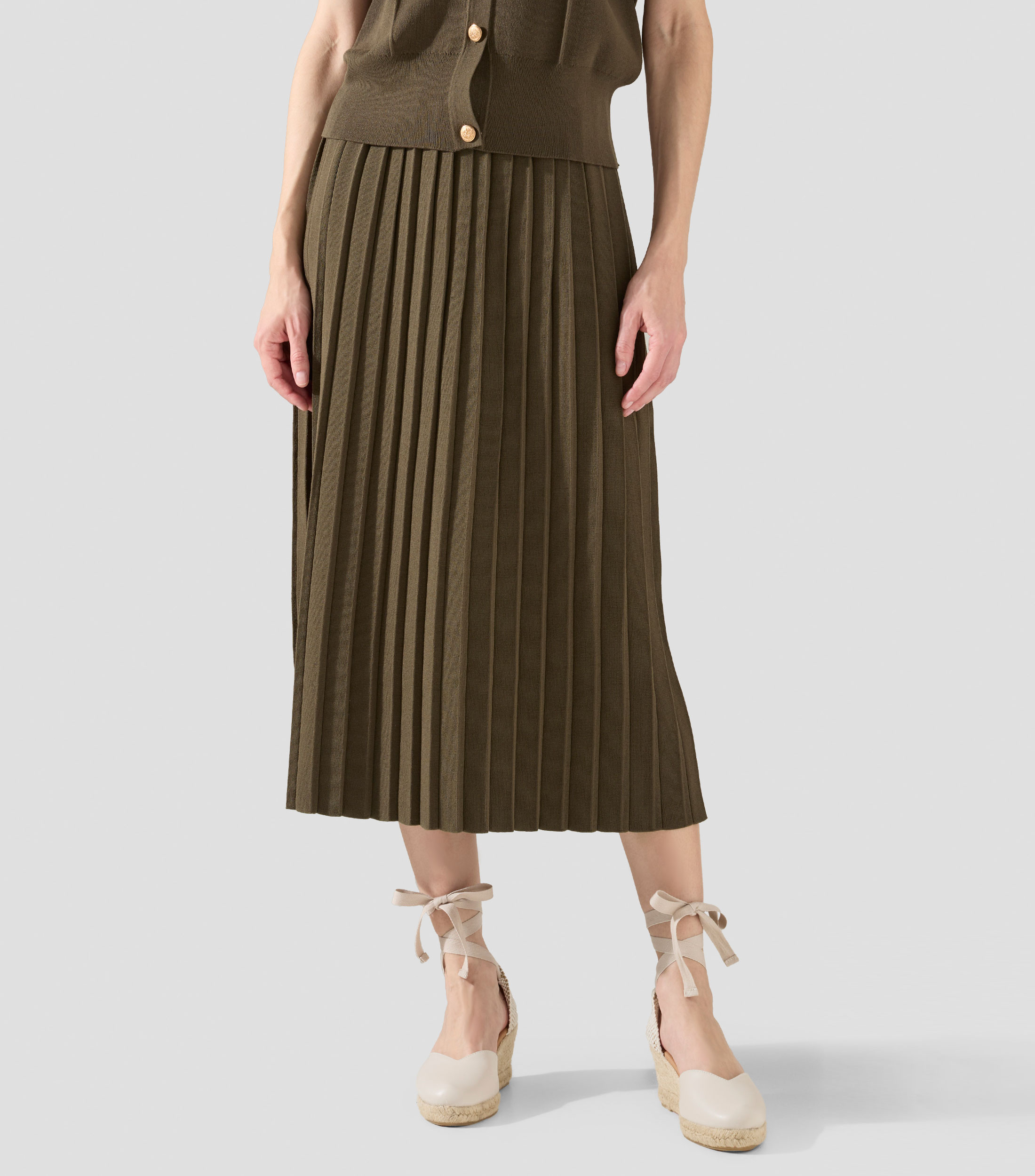 Falda midi de corte A lisa Mujer