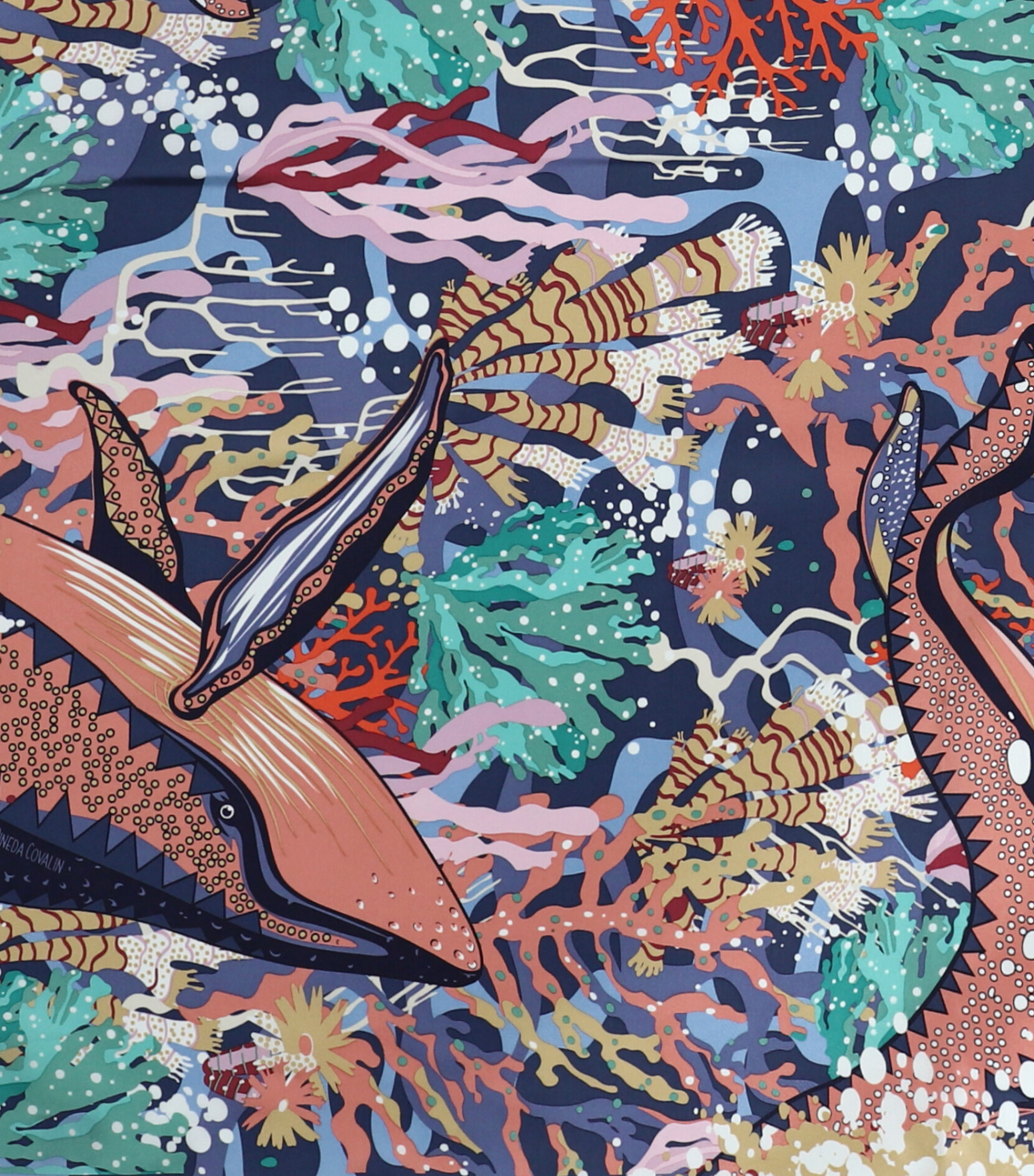 Mascada multicolor con ballenas Mujer