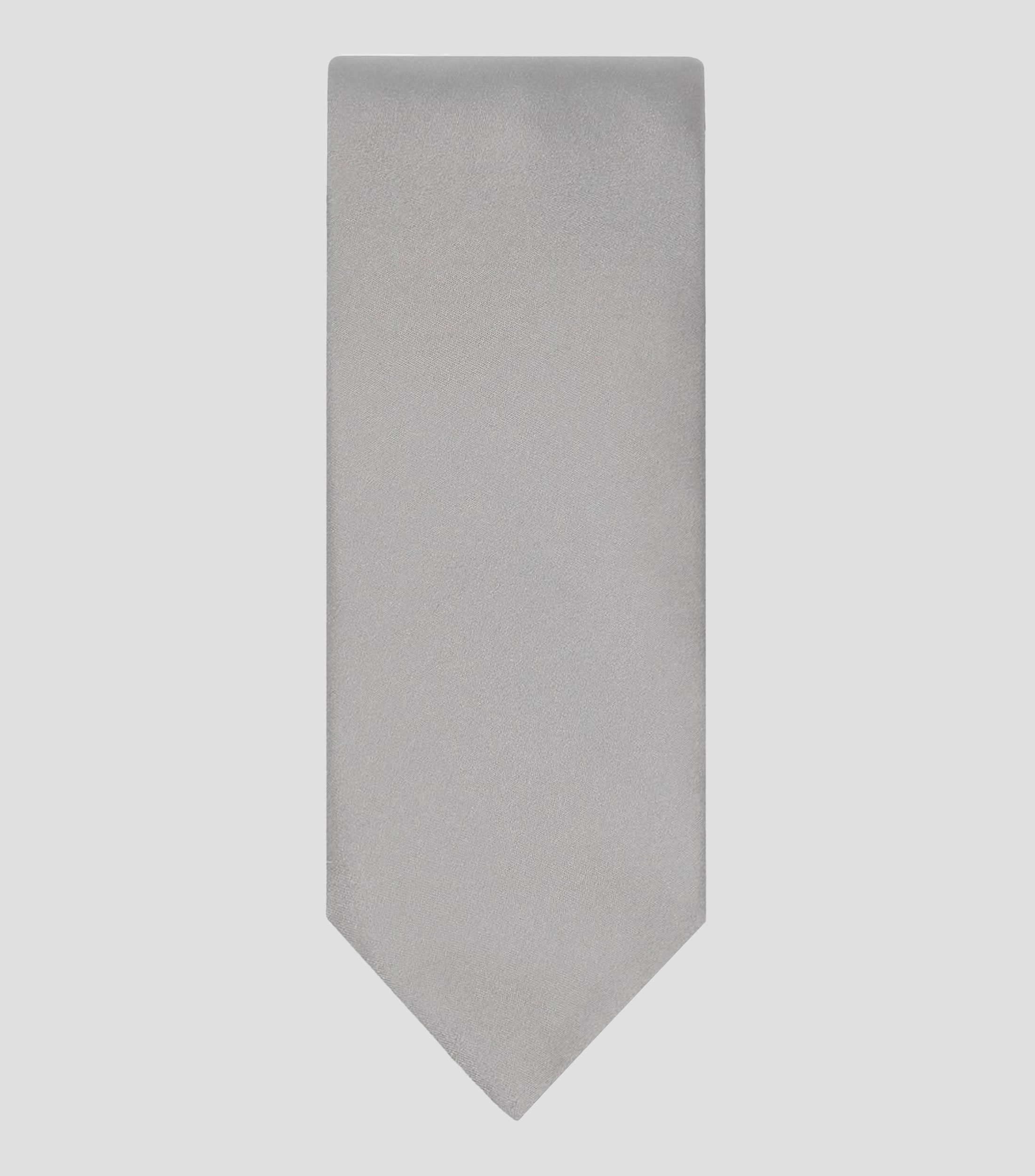 Corbata ancha en seda gris lisa