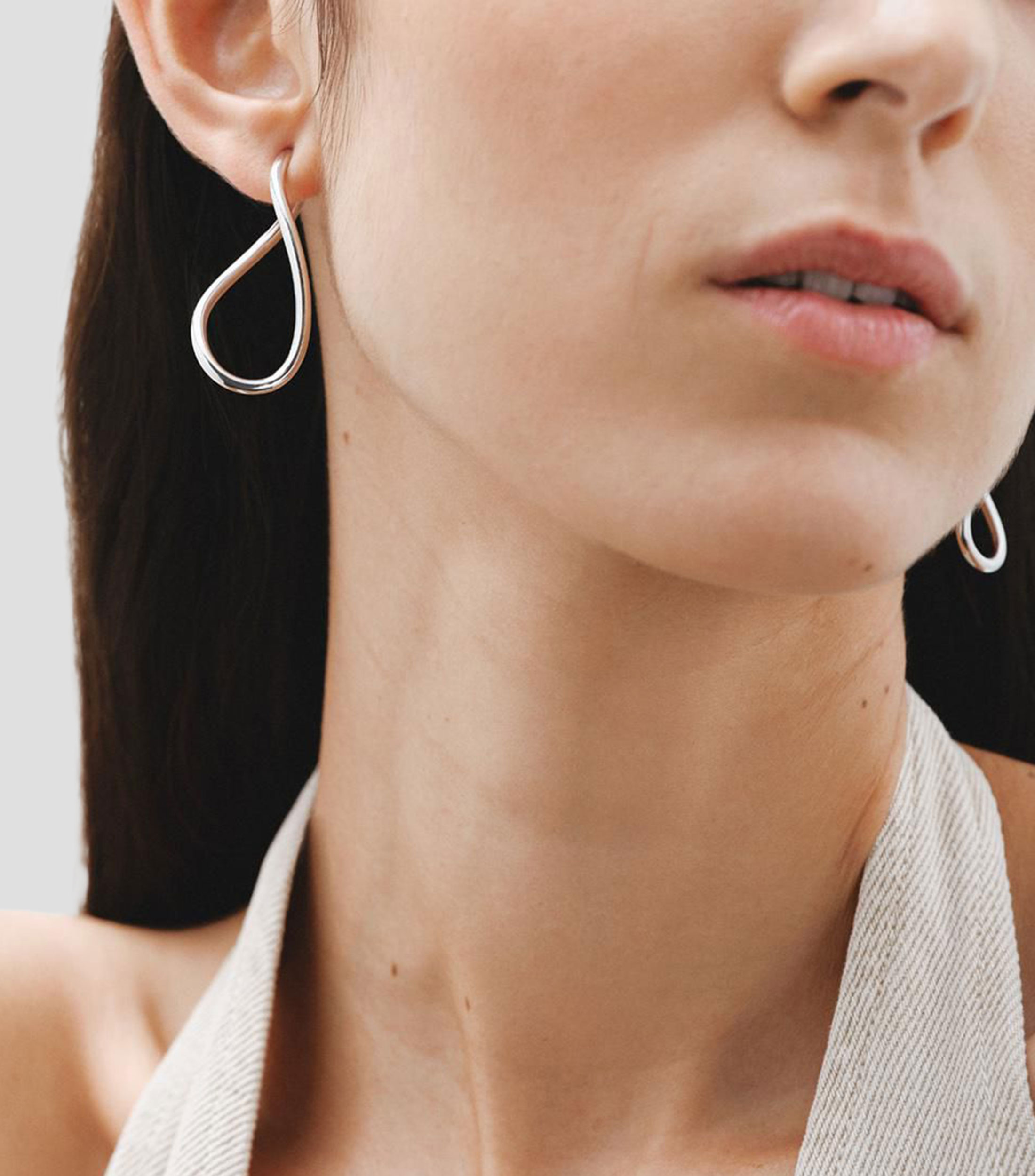 Pendientes de aro en plata .925 de forma ondulada Hooped Earrings Mujer