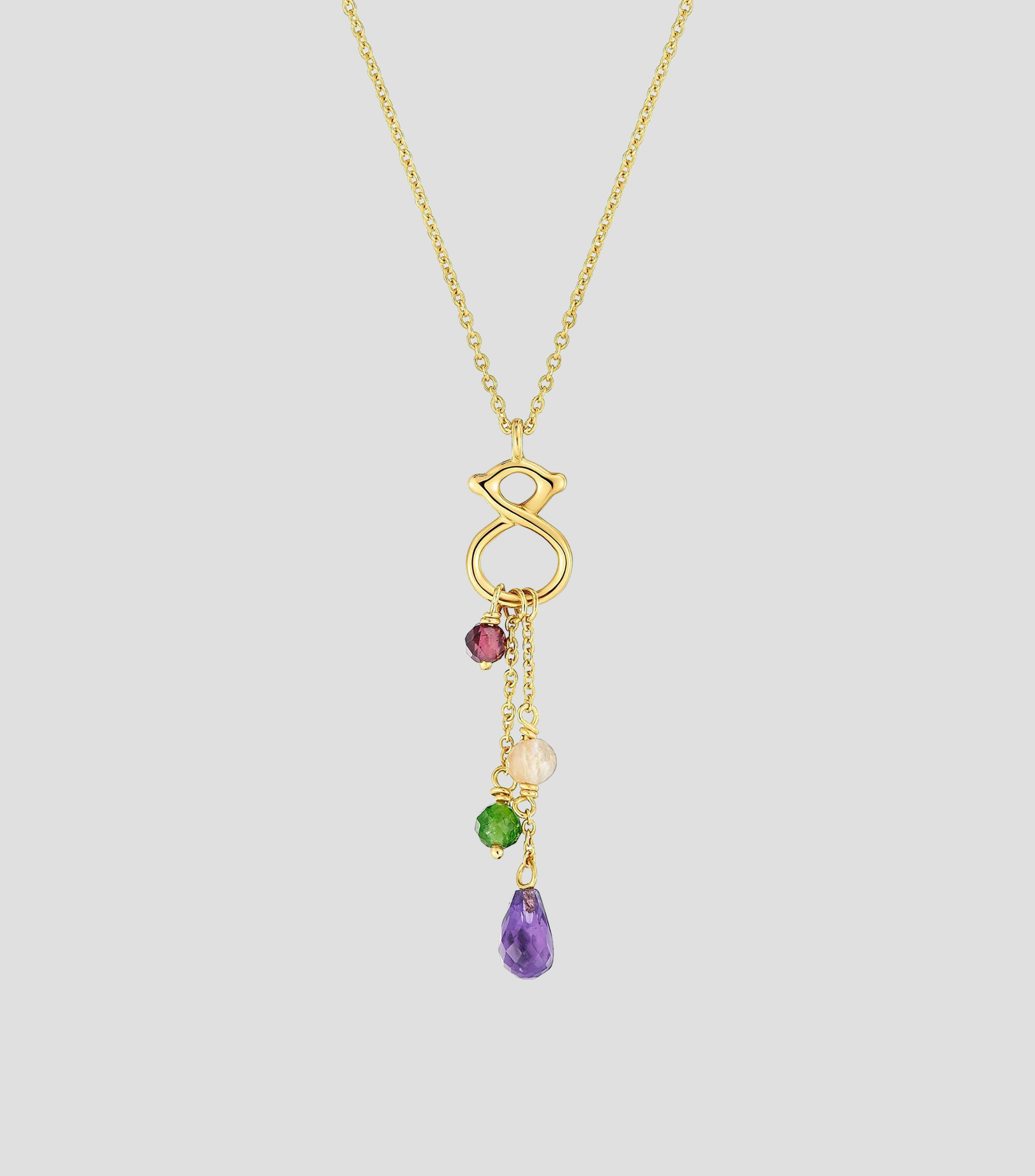 Collar en Oro amarillo de 9 Kilates Infinity con gemas Mujer