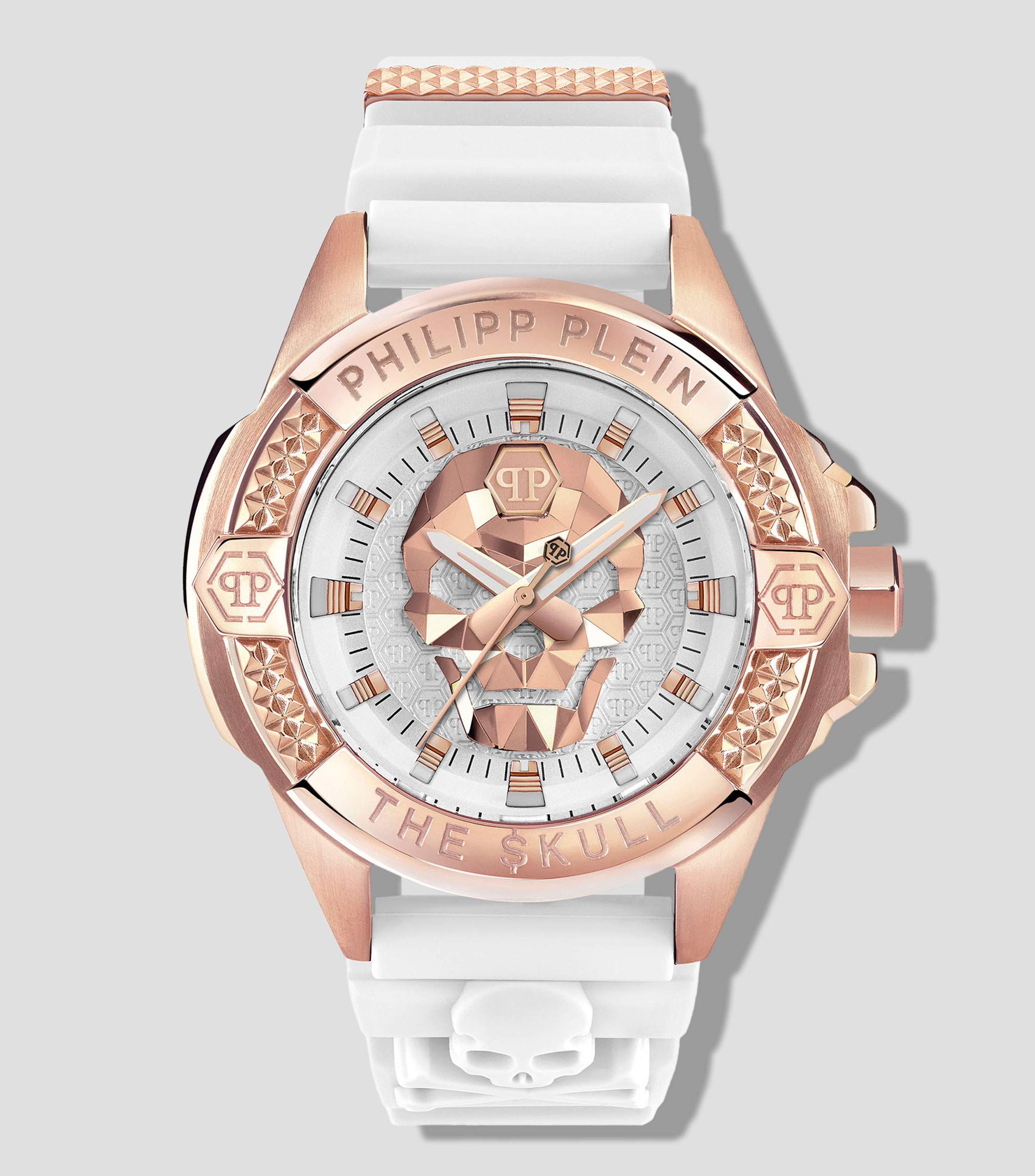 Reloj Unisex The Skull Casual Blanco, Oro rosa