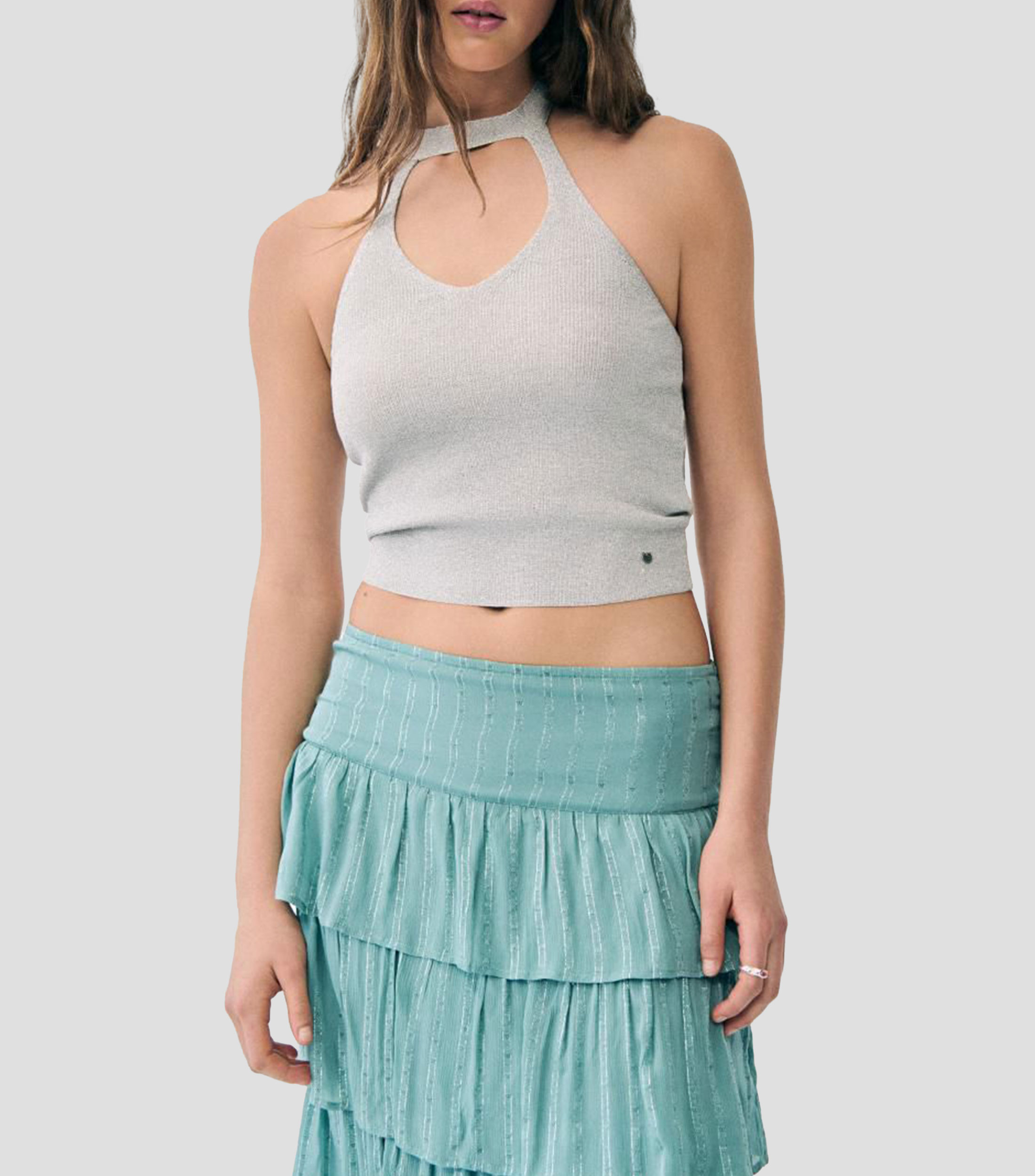 Blusa lisa sin mangas Mujer