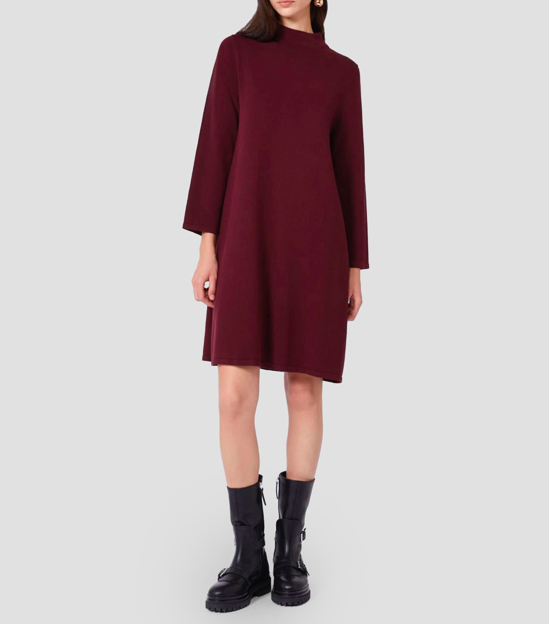 Vestido midi manga larga liso Mujer