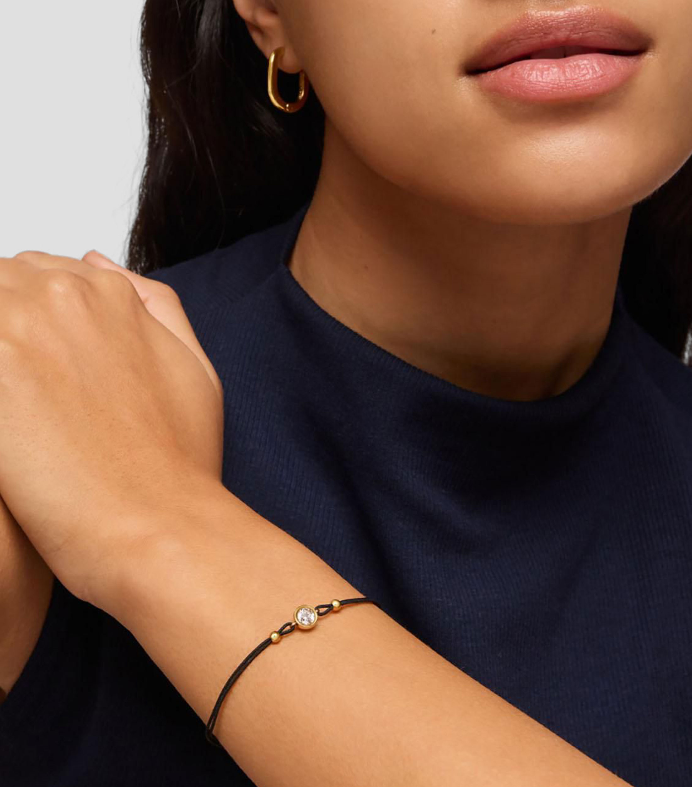Pulsera negra con diamante Line Mujer