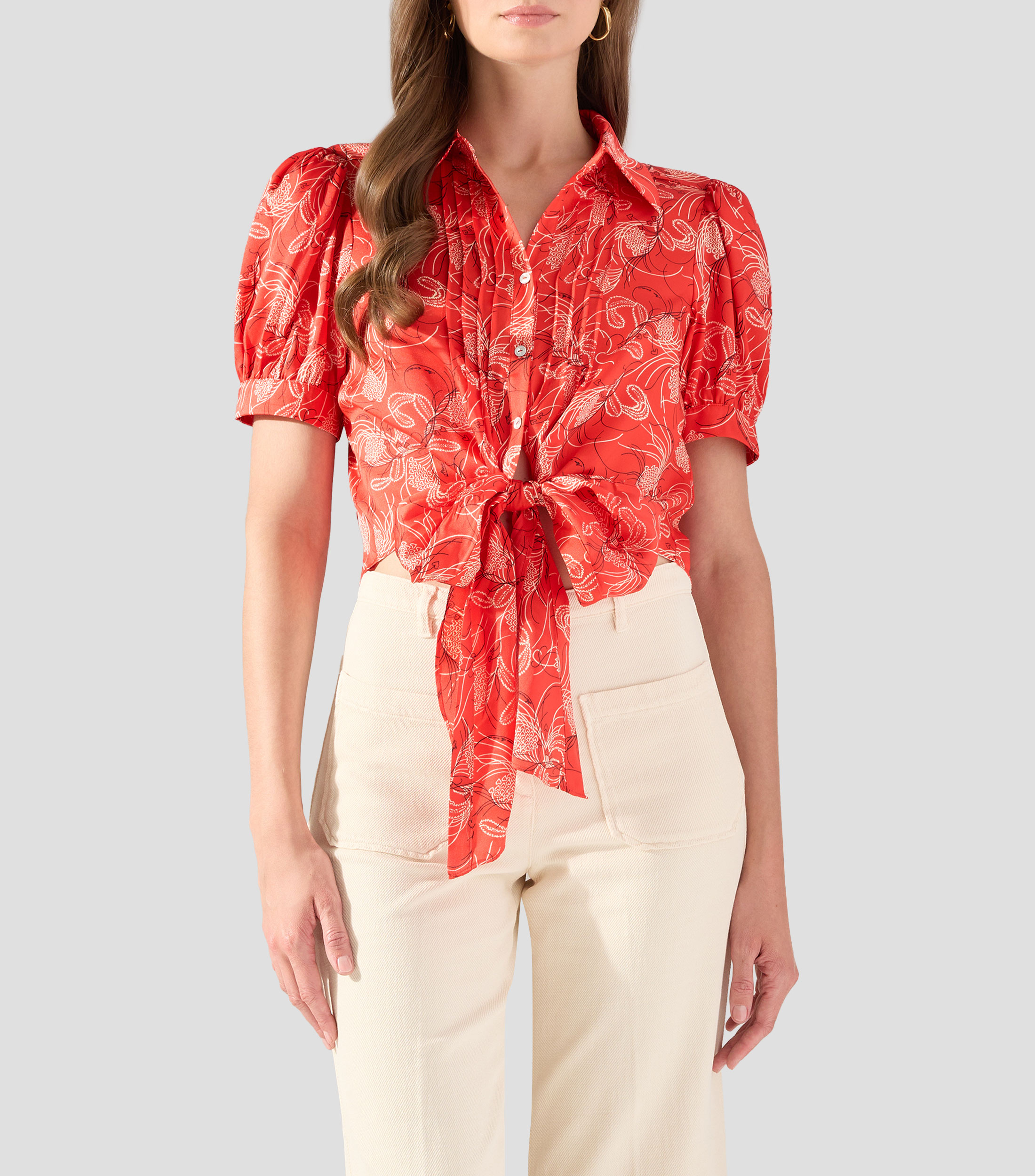 Blusa estampada manga corta Mujer