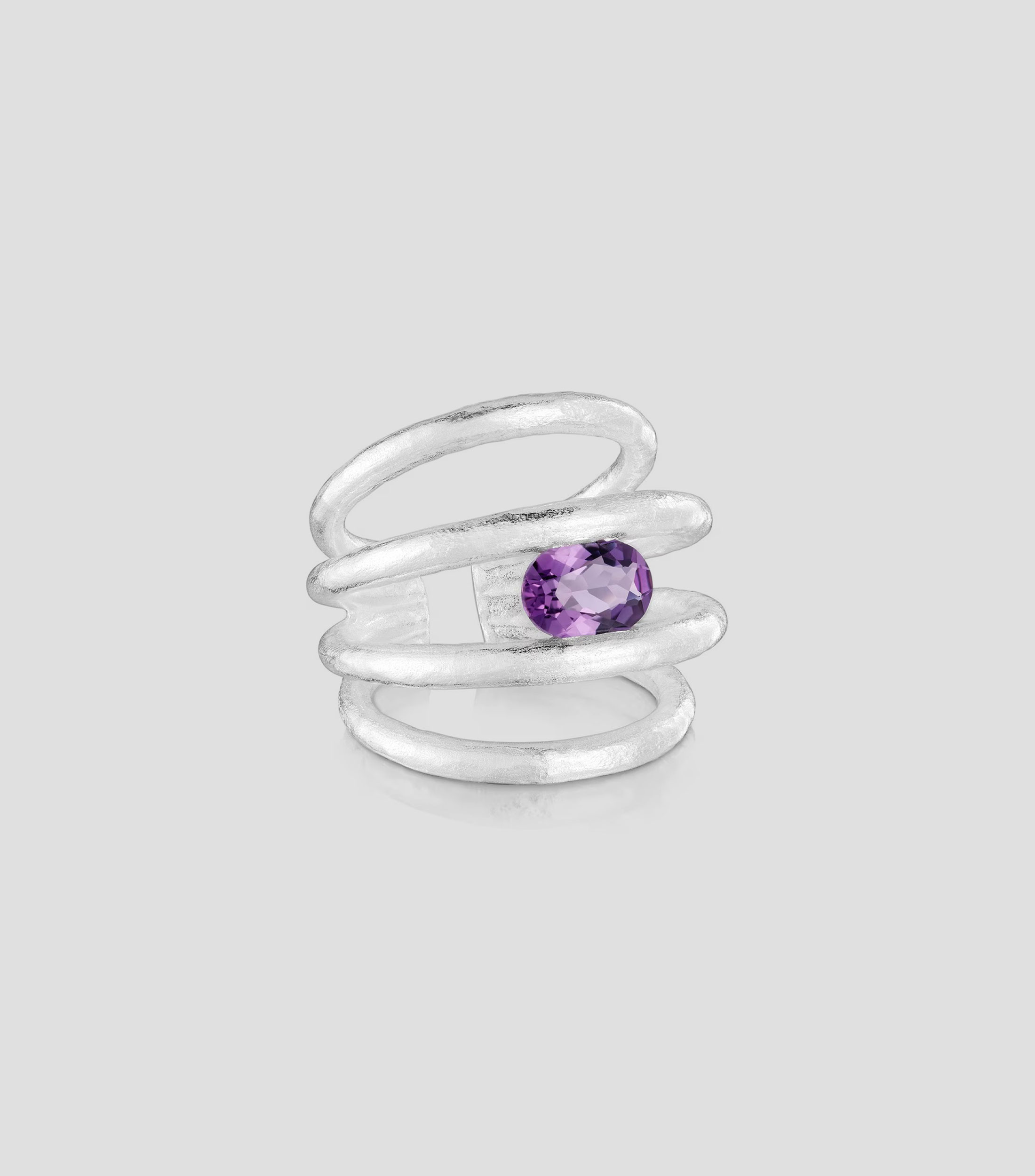 Anillo abierto en plata .925 con amatista Duna Mujer