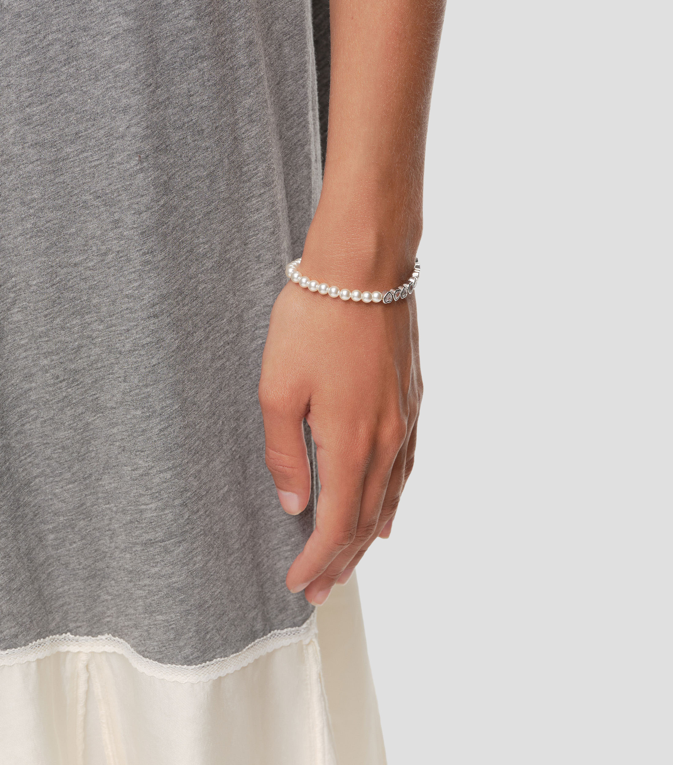 Pulsera con perlas y cristales de corazón Mujer