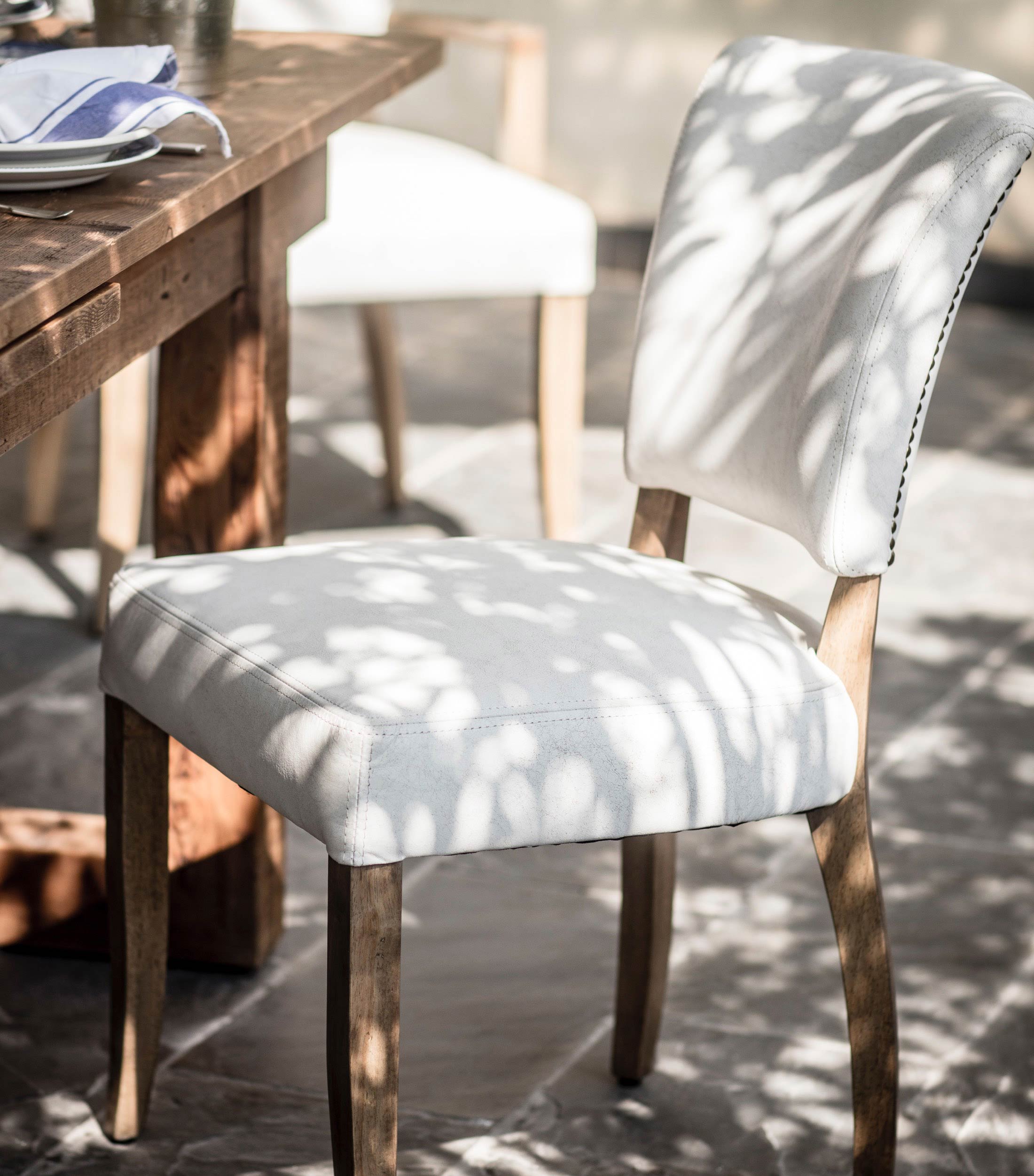 Silla para comedor Mimi en piel y textil Blanca