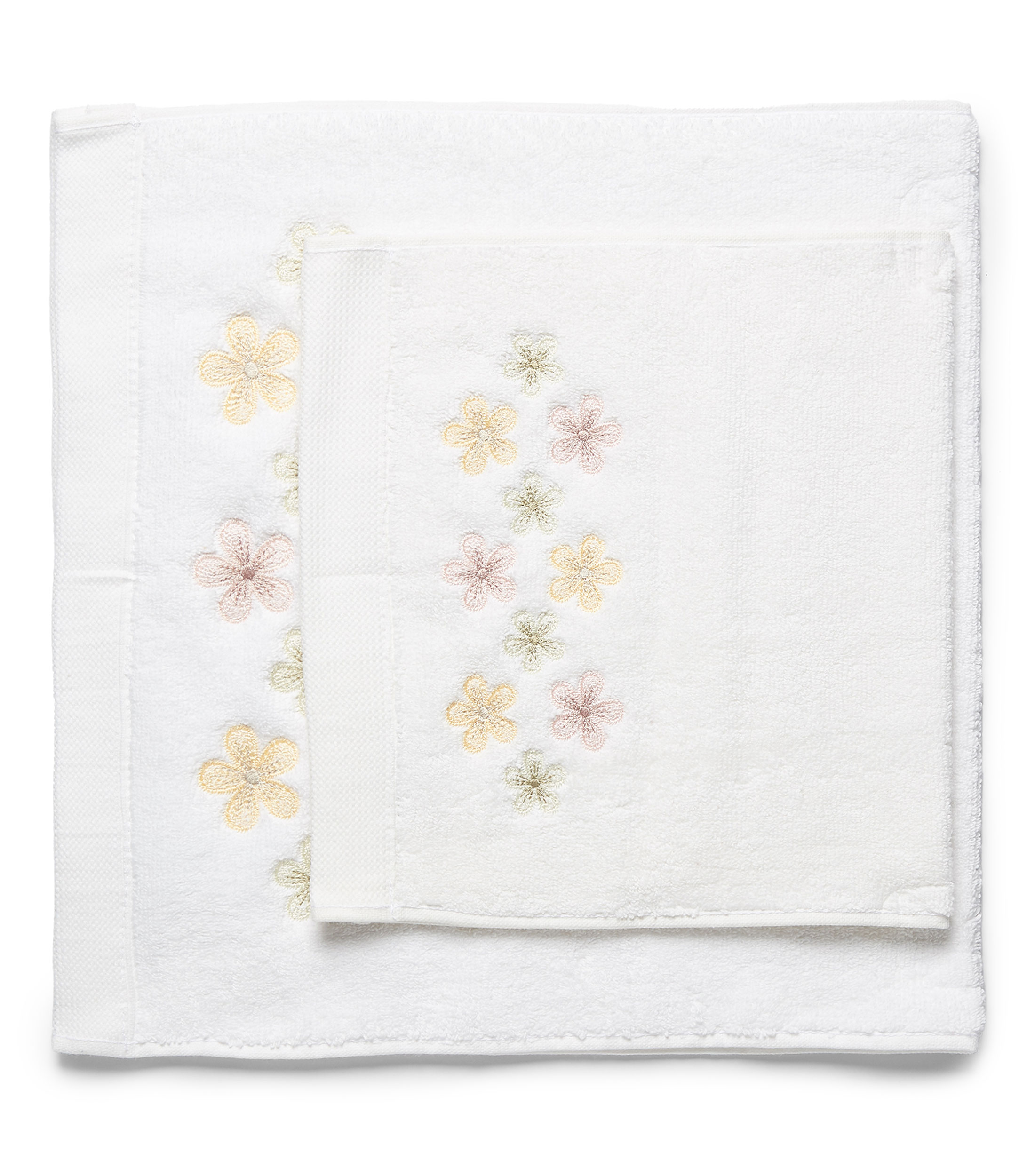 Set de tapete con toallas Flores blanco