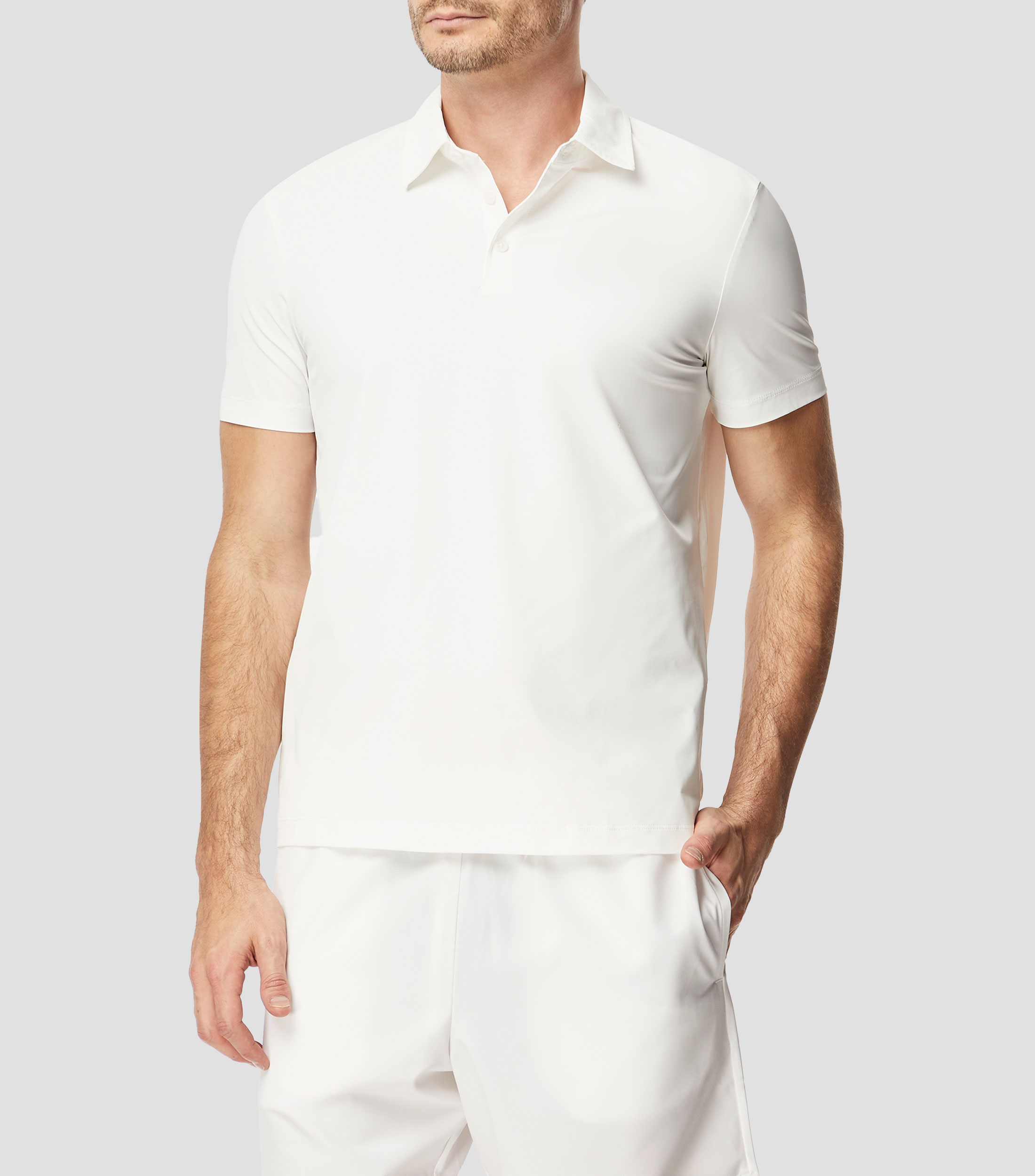 Playera tipo polo con manga corta lisa Hombre