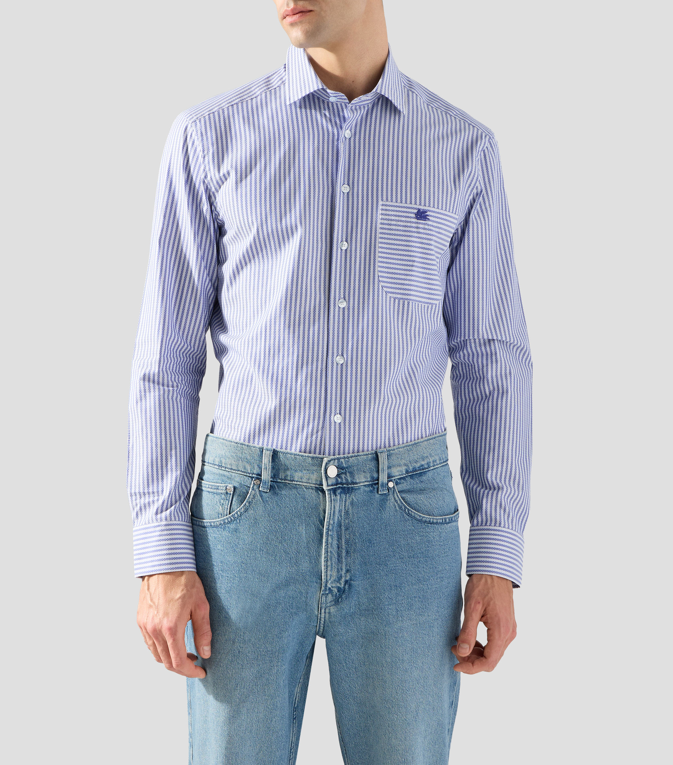 Camisa de rayas con manga larga Hombre