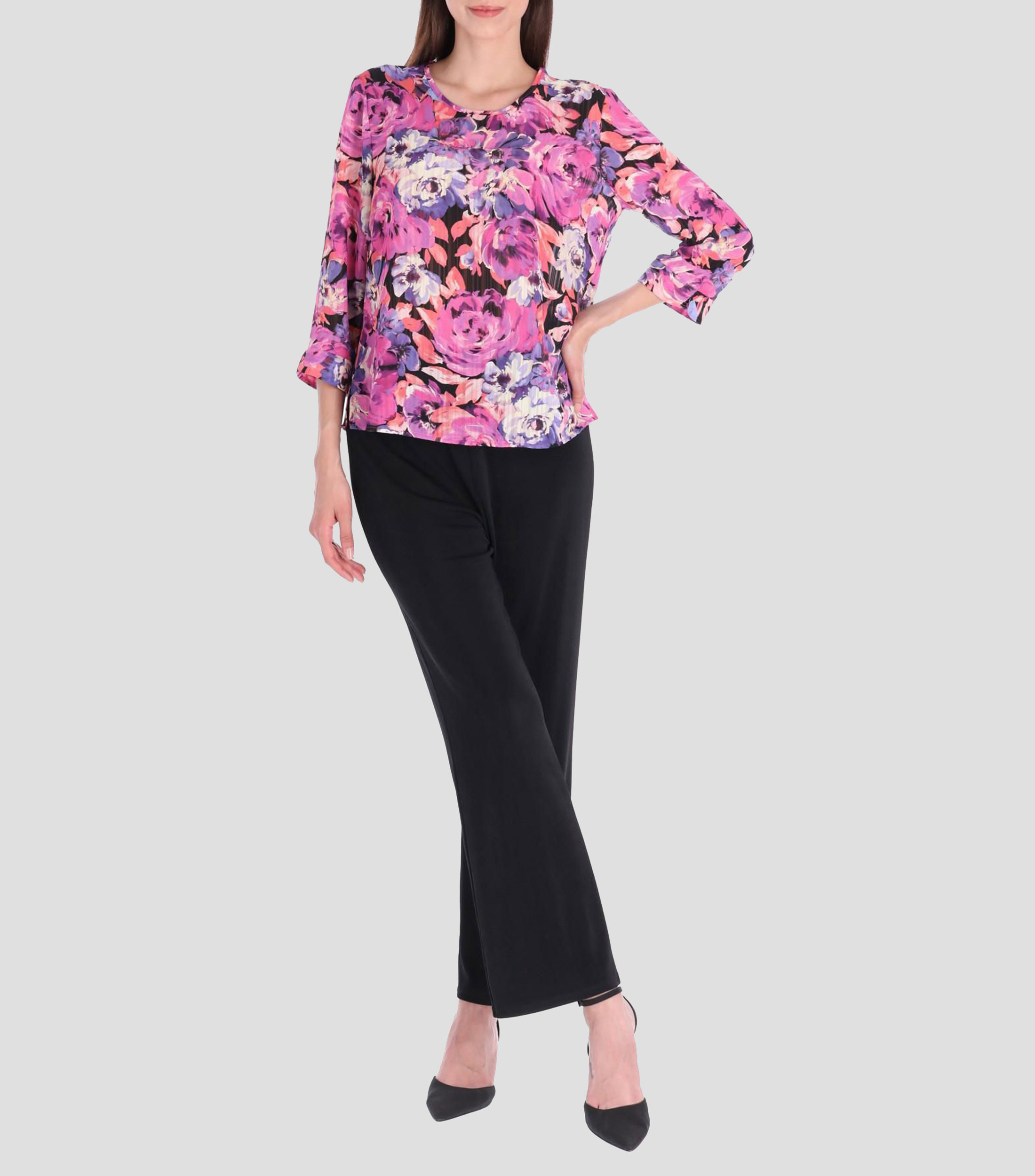 Blusa estampada manga 3/4 Línea Petite Mujer