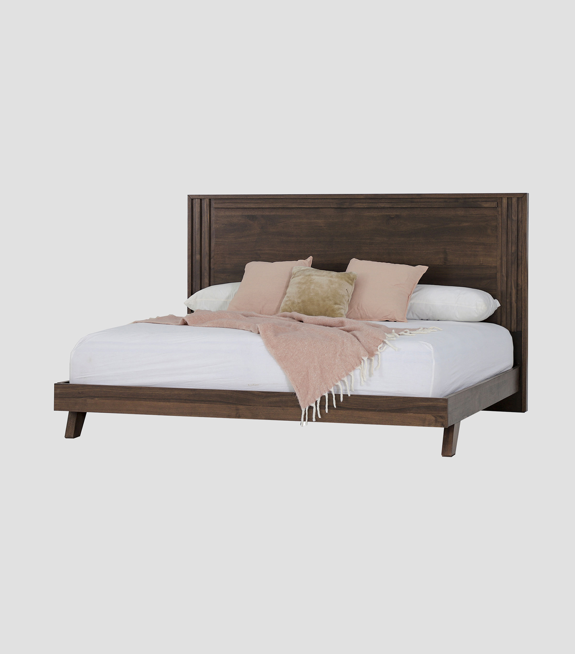 Cama King Size Tribeca en chapa de nogal