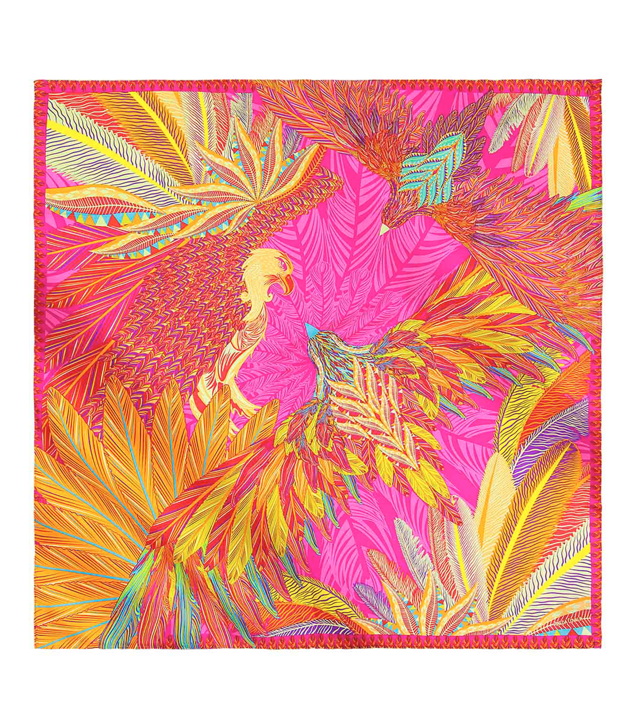 Mascada en seda fucsia águila real Mujer