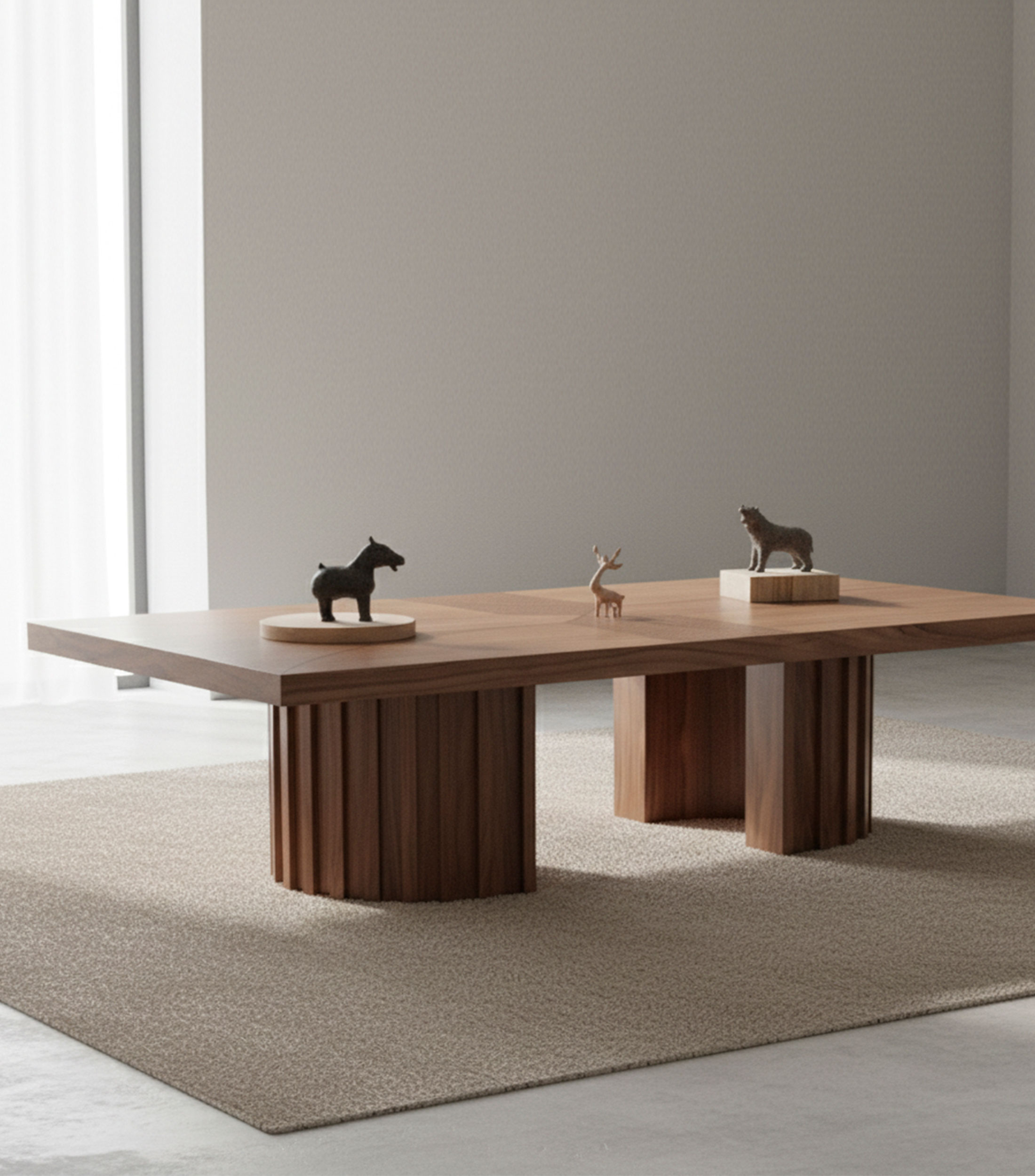 Mesa de centro Hudson en chapa de nogal natural