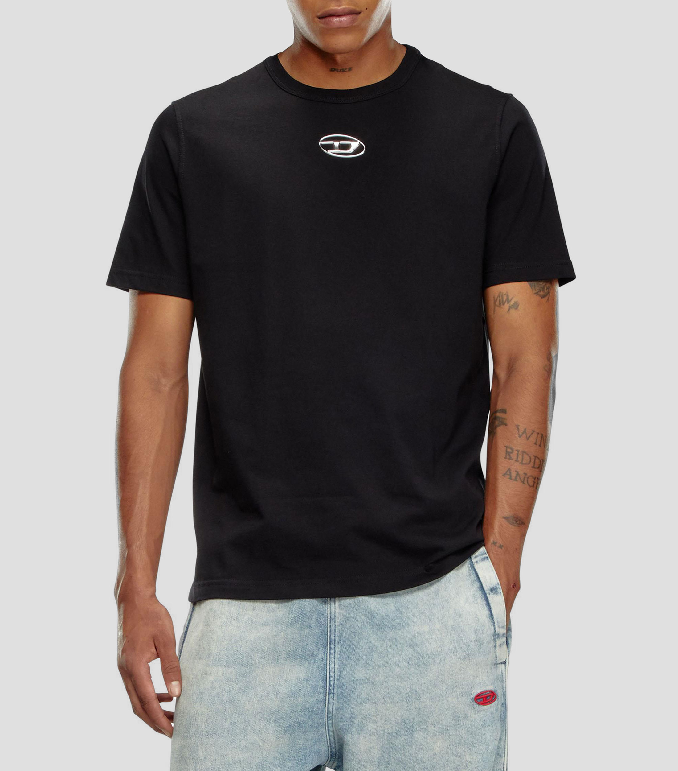 Playera cuello redondo manga corta con logotipo Hombre