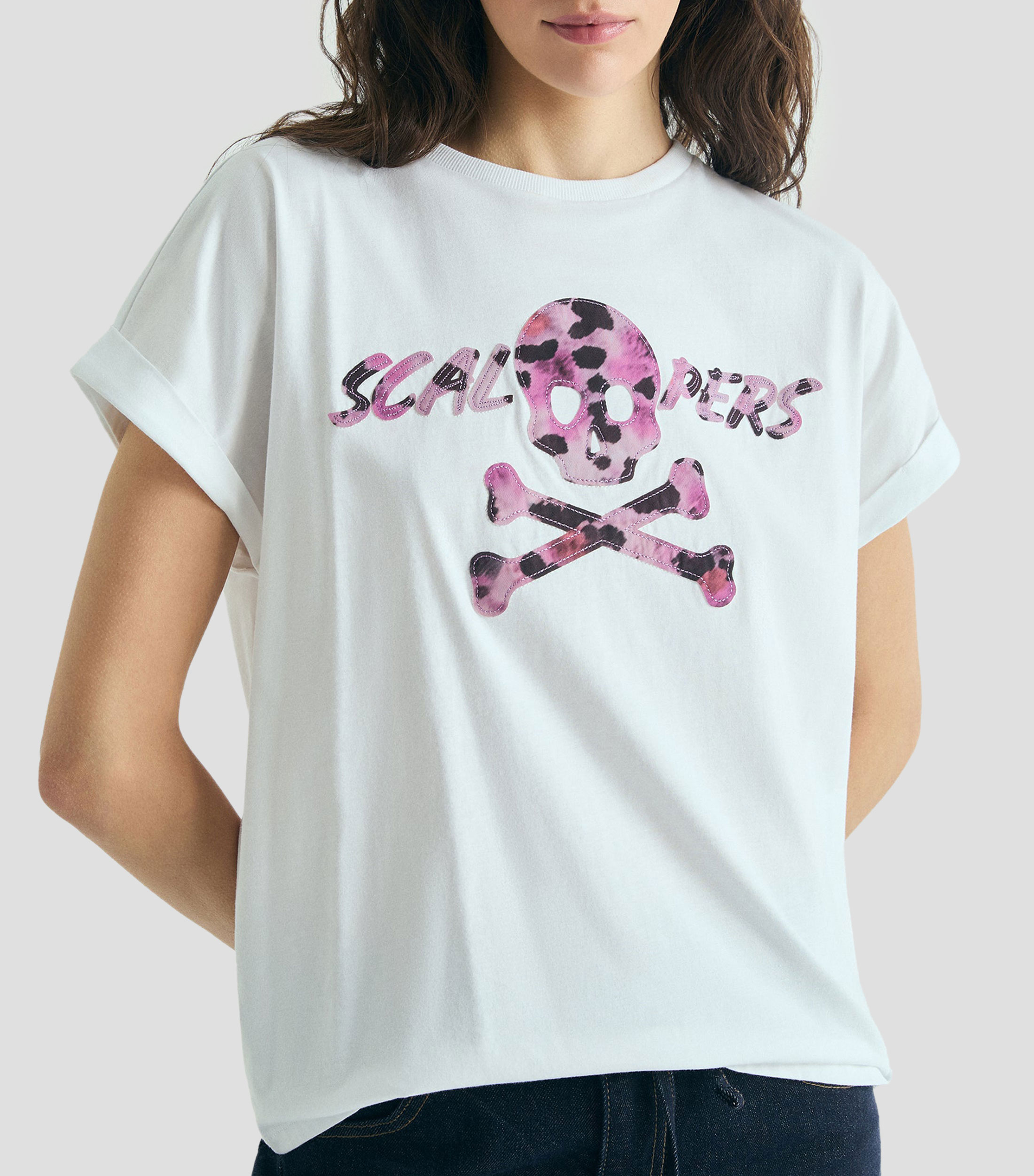 Playera cuello redondo manga corta de diseño sólido Mujer
