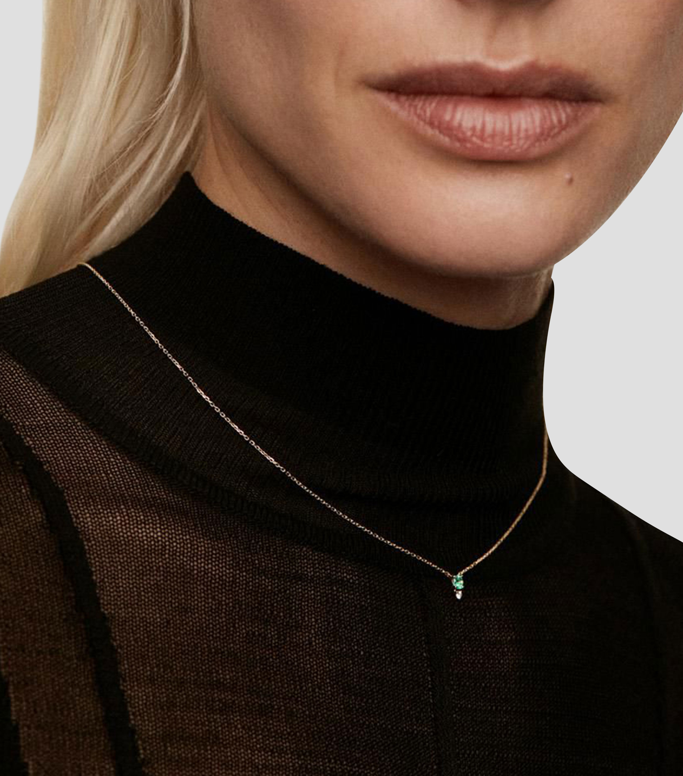 Collar en oro amarillo de 9 kilates con esmeralda y diamante Great Three Mujer