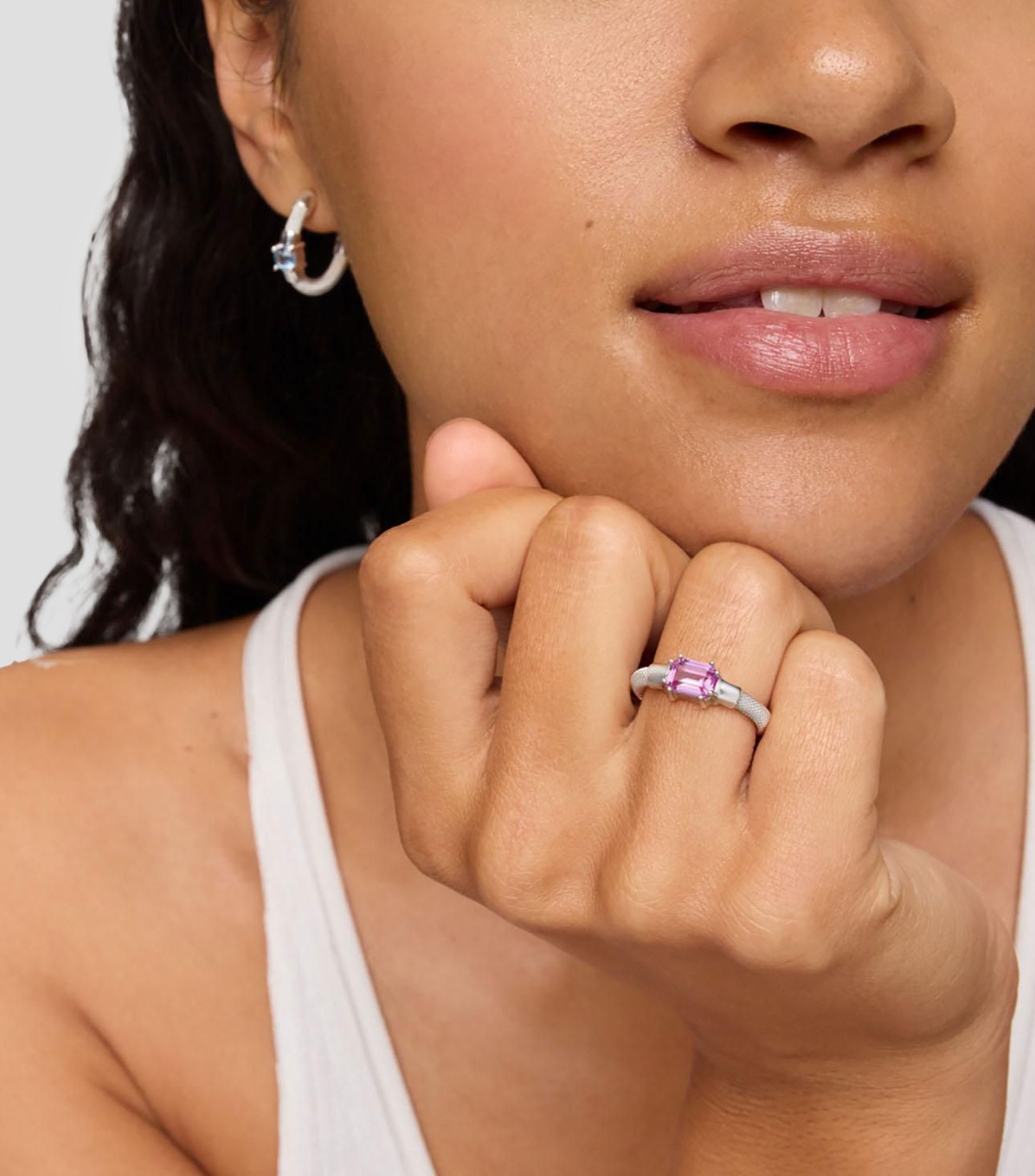 Anillo en plata .925 con zafiro rosa Mesh LGG Mujer