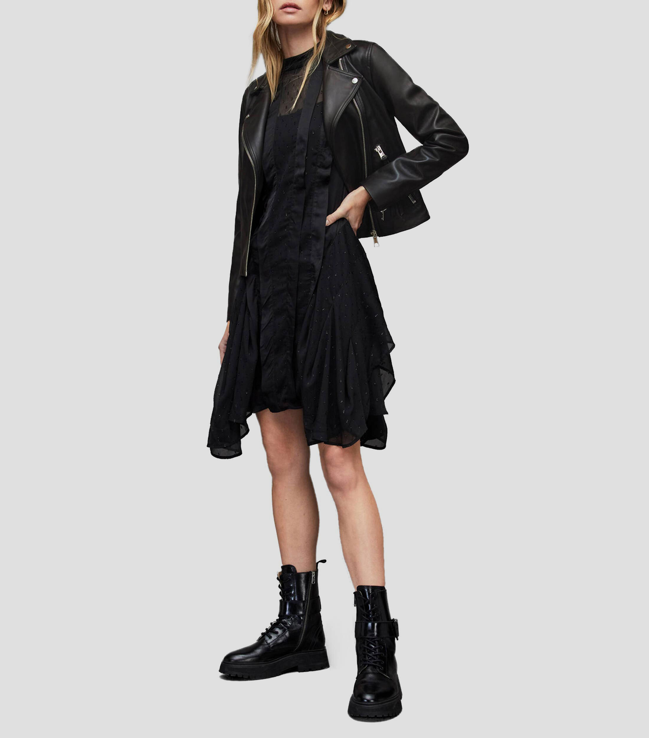 Chamarra Biker de piel Mujer