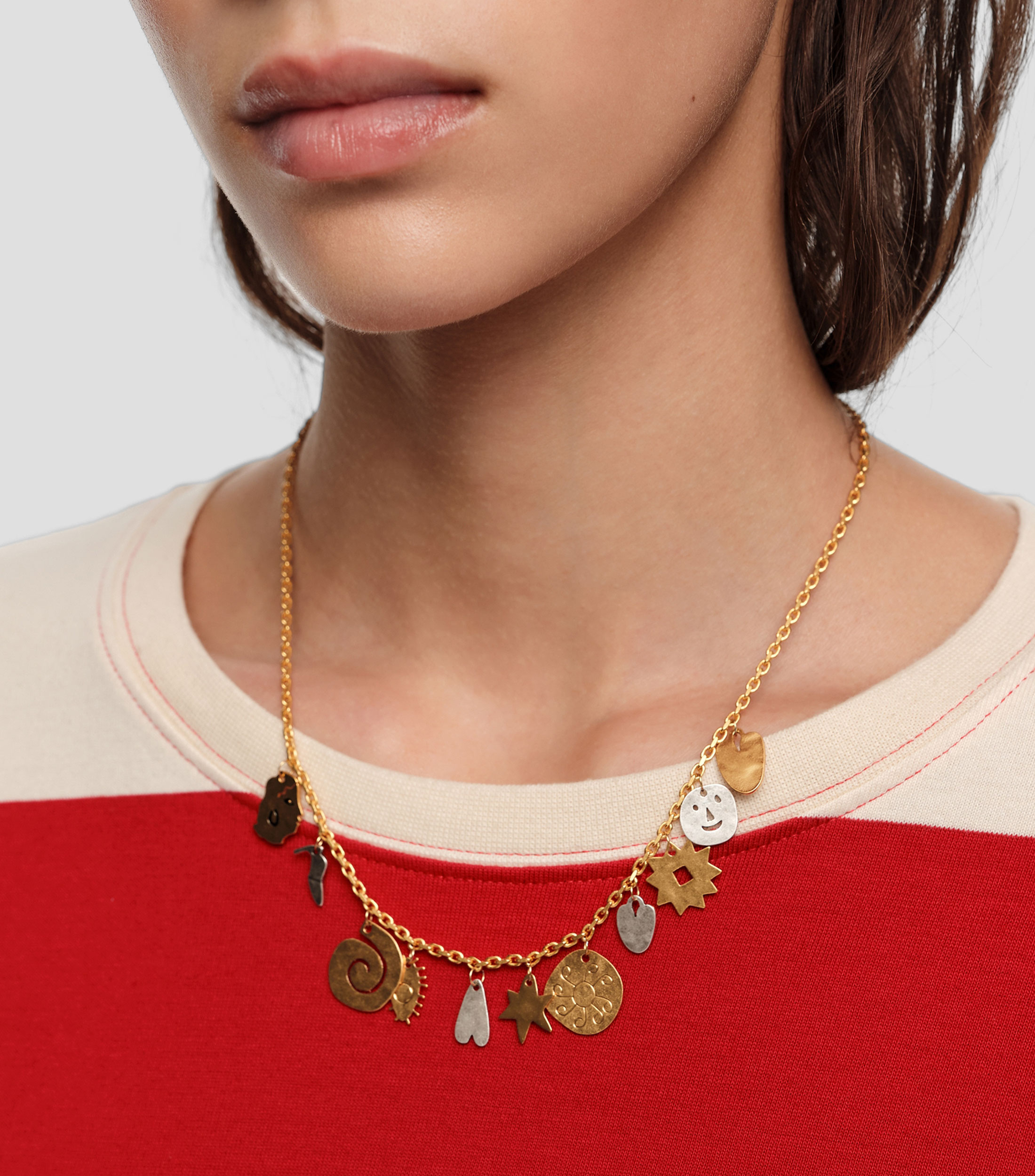 Collar siluetas metal bicolor Mujer