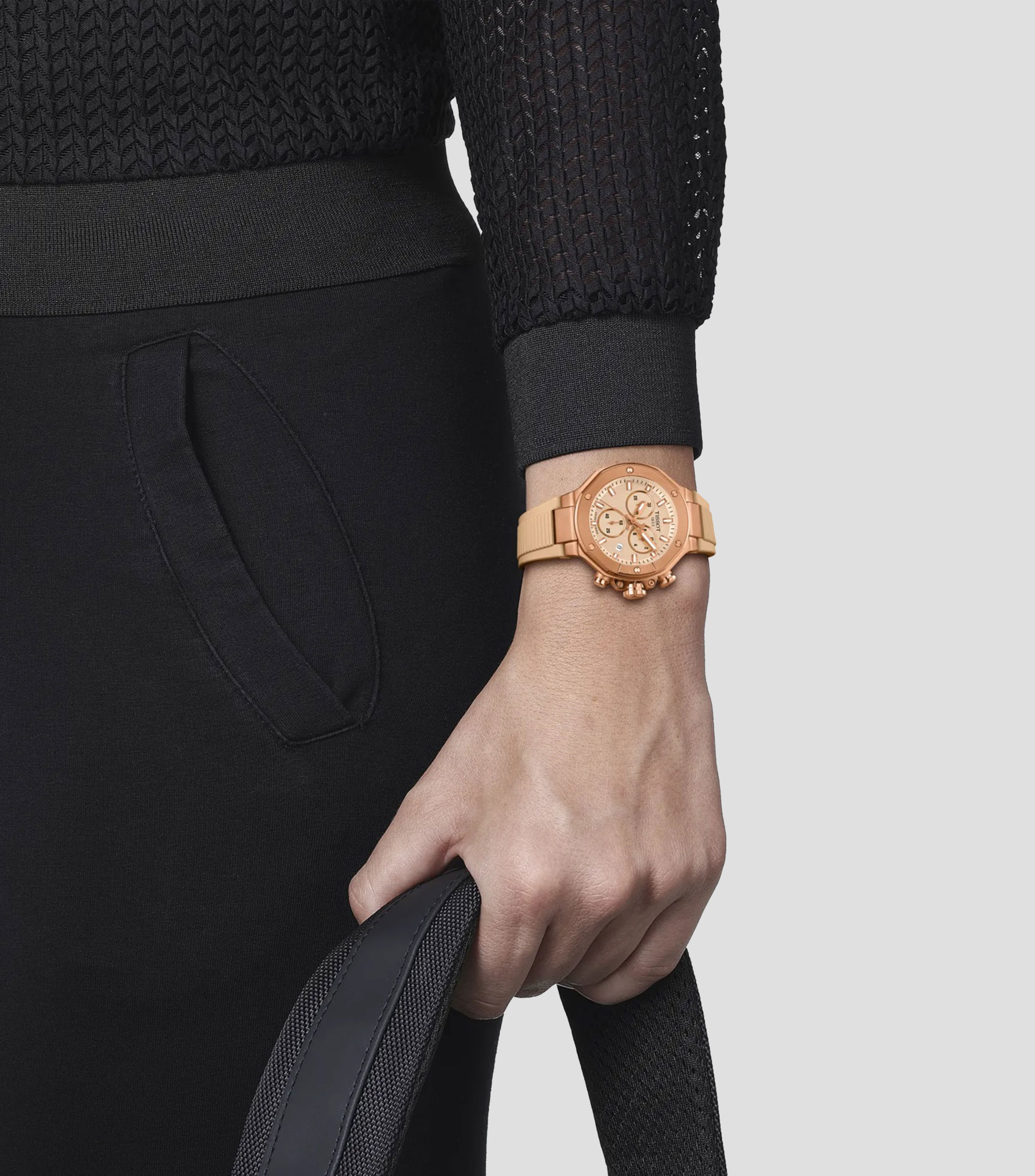 Reloj Unisex T-Race casual tono oro rosa
