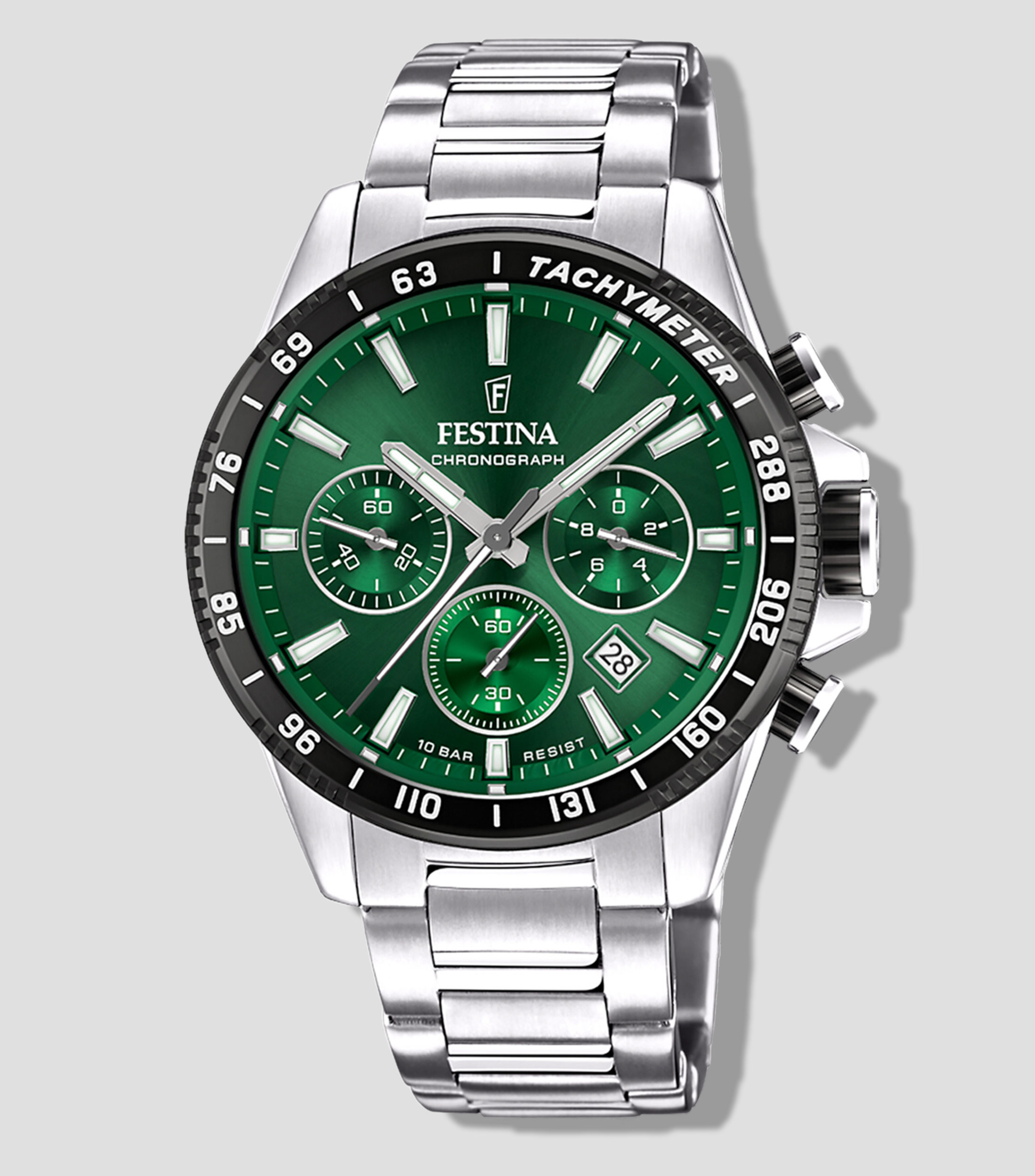 Reloj para hombre Timeless Chronograph Casual Plateado, Negro