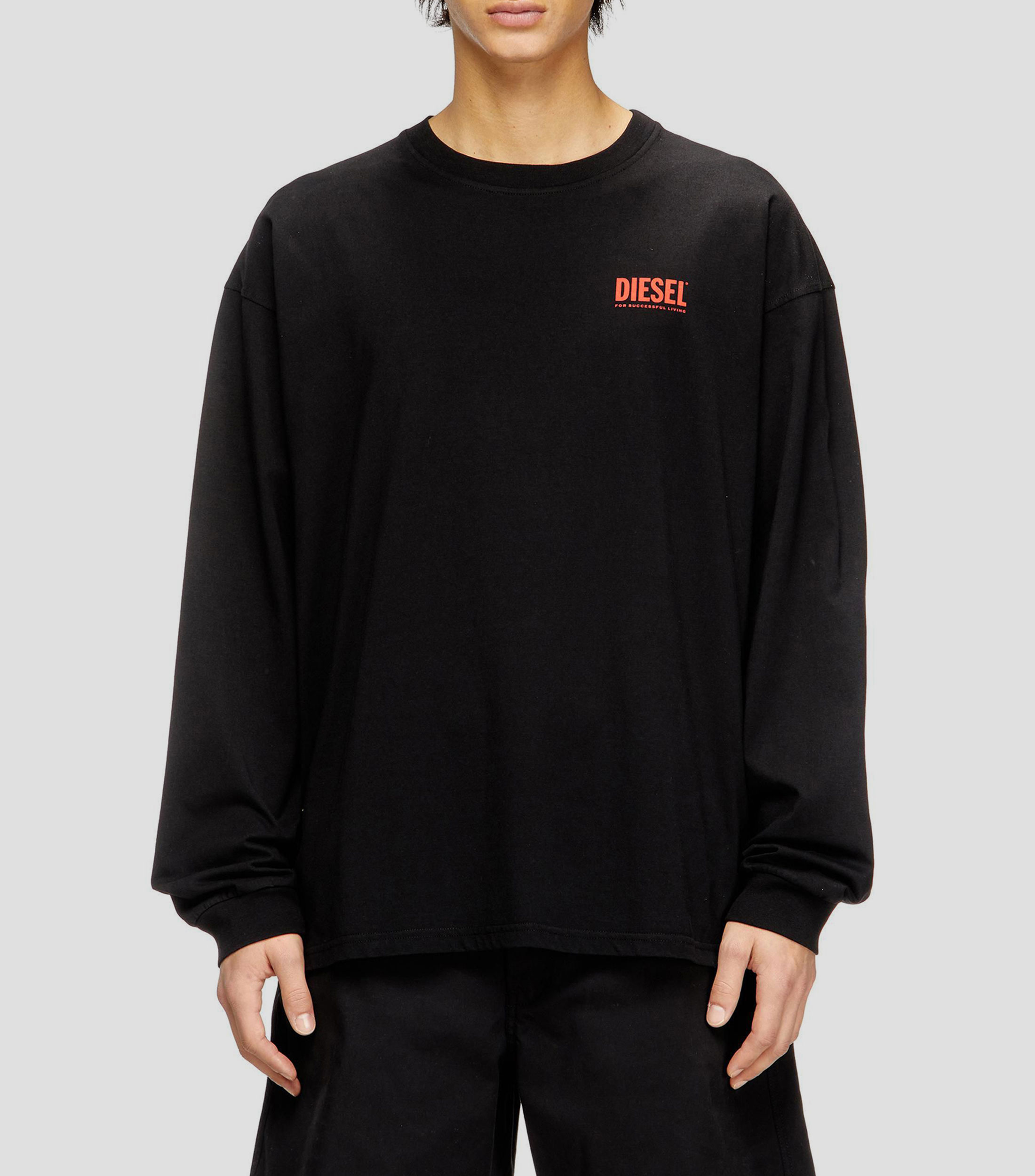 Playera cuello redondo manga larga estampada Hombre