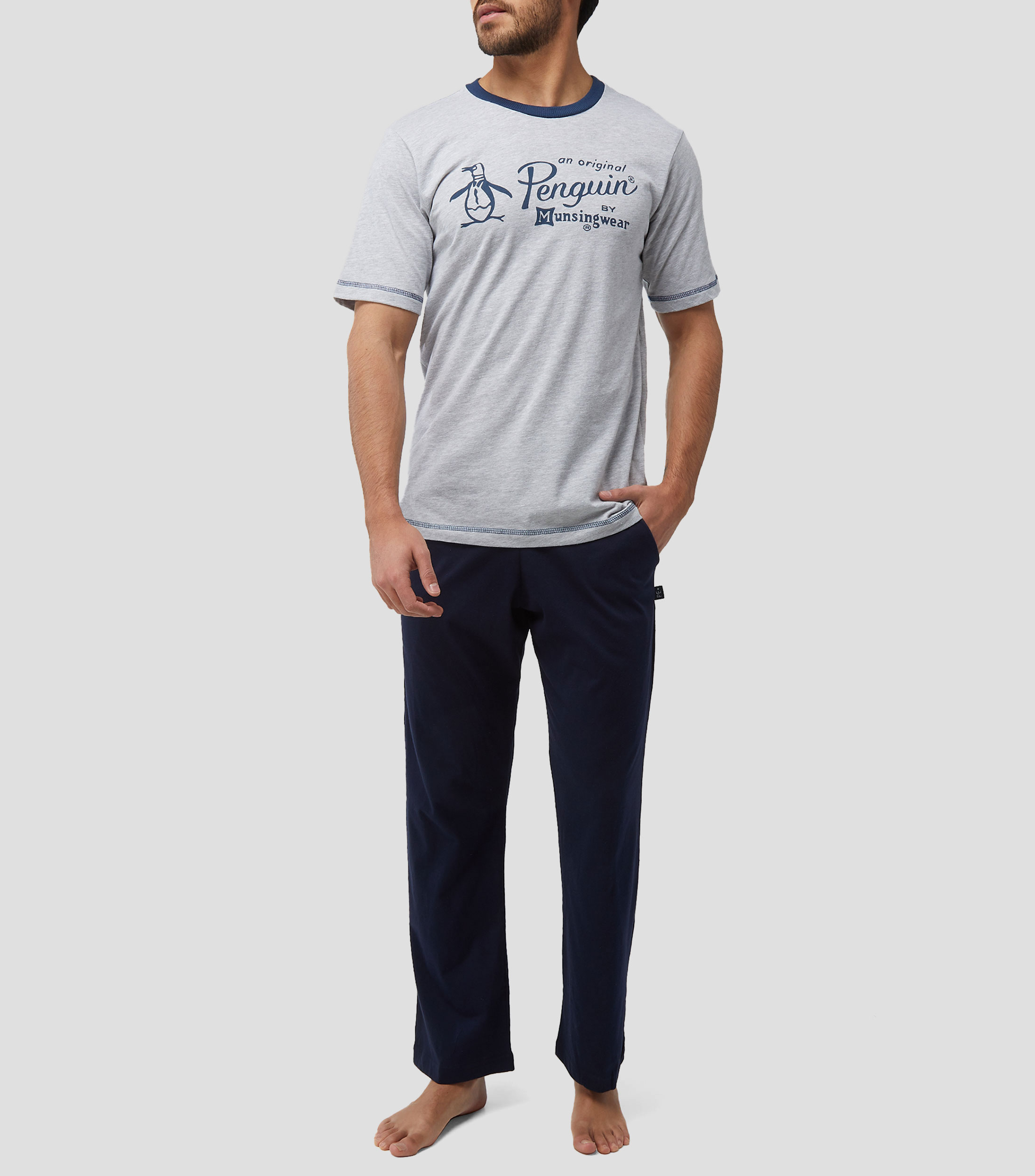 Playera pijama cuello redondo con manga corta estampada Hombre