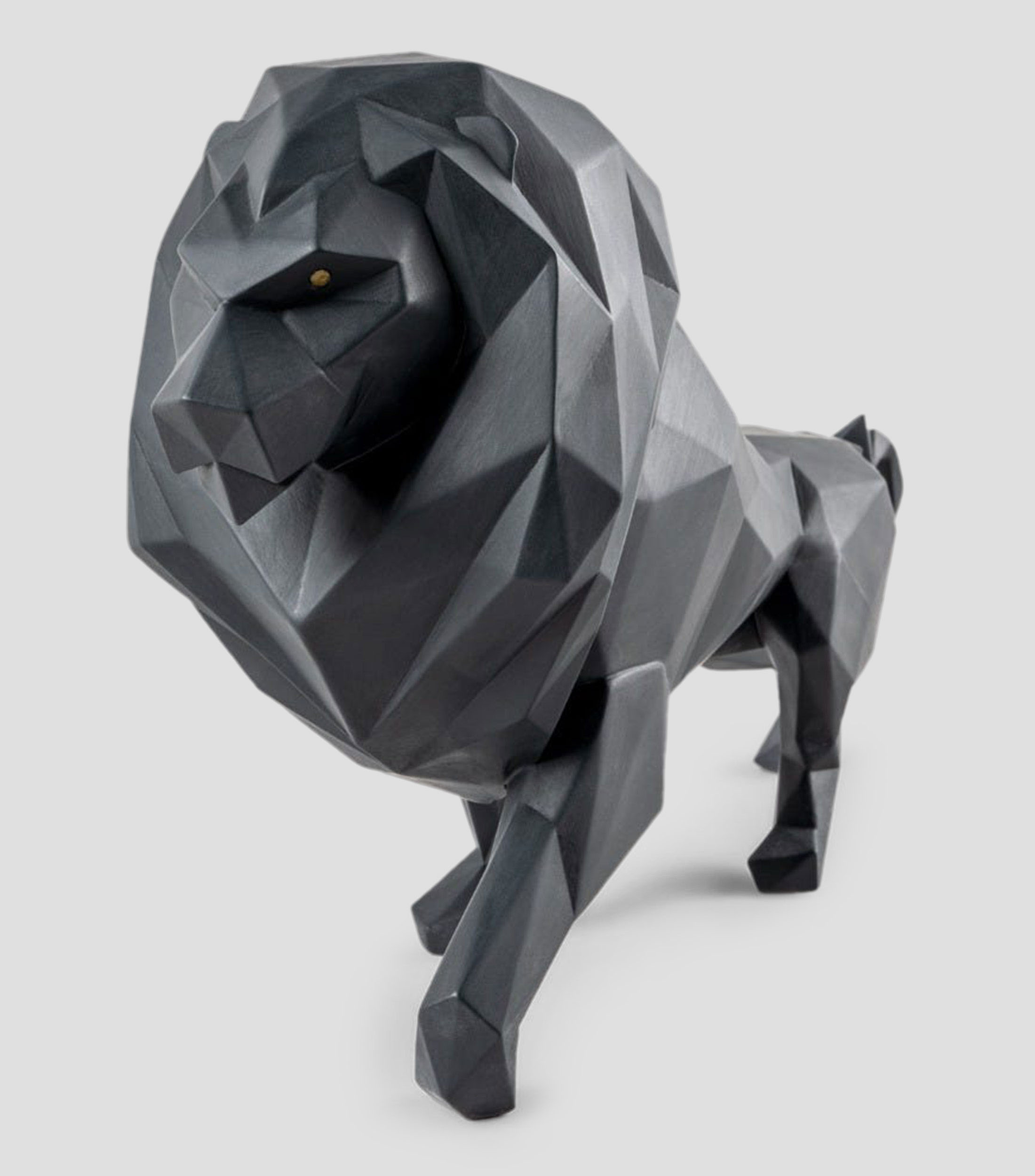 Figura decorativa León Negro Mate en porcelana
