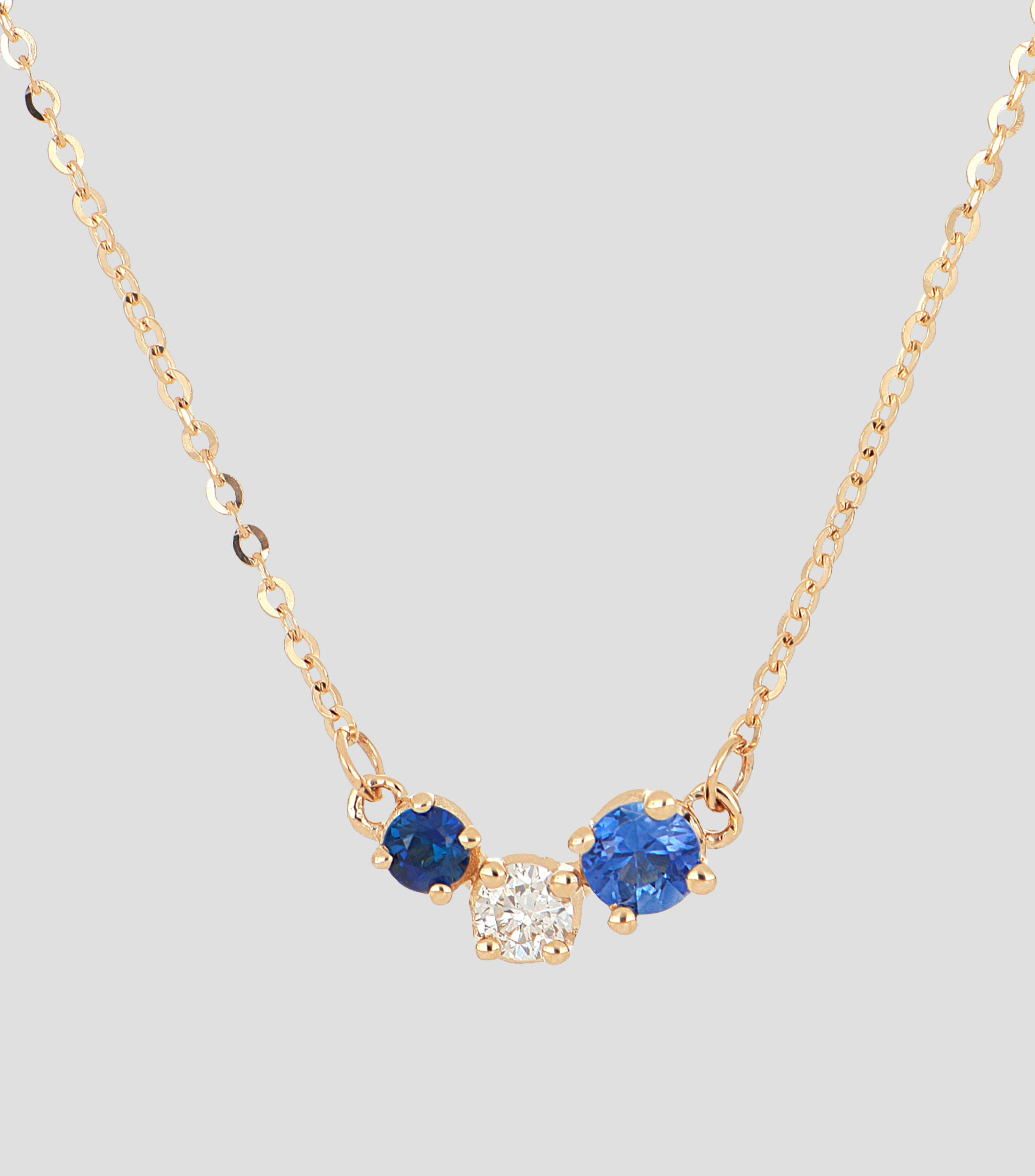Gargantilla en oro amarillo 14 kilates con diamante y zafiros Mujer