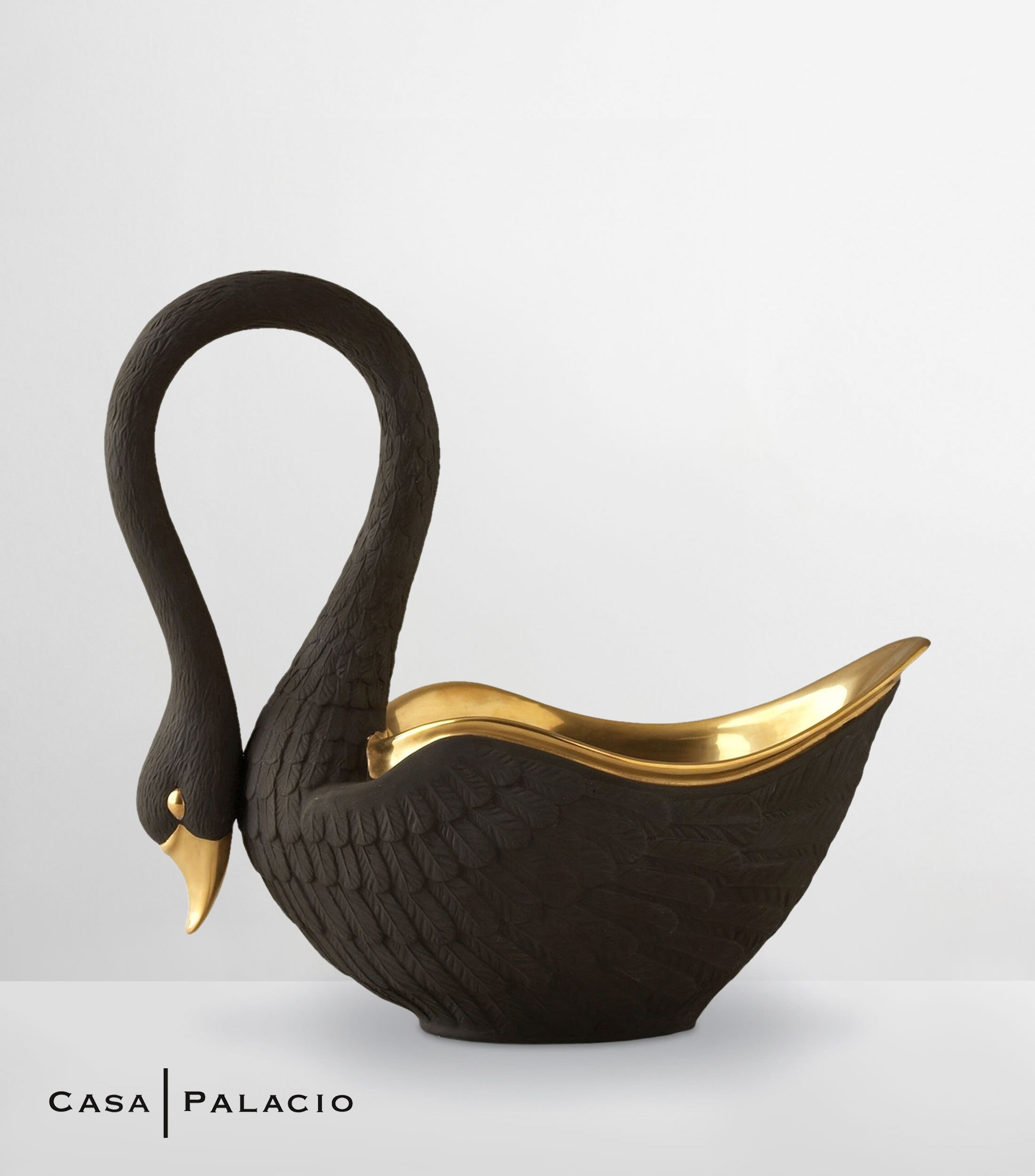 Cuenco Swan negro en porcelana