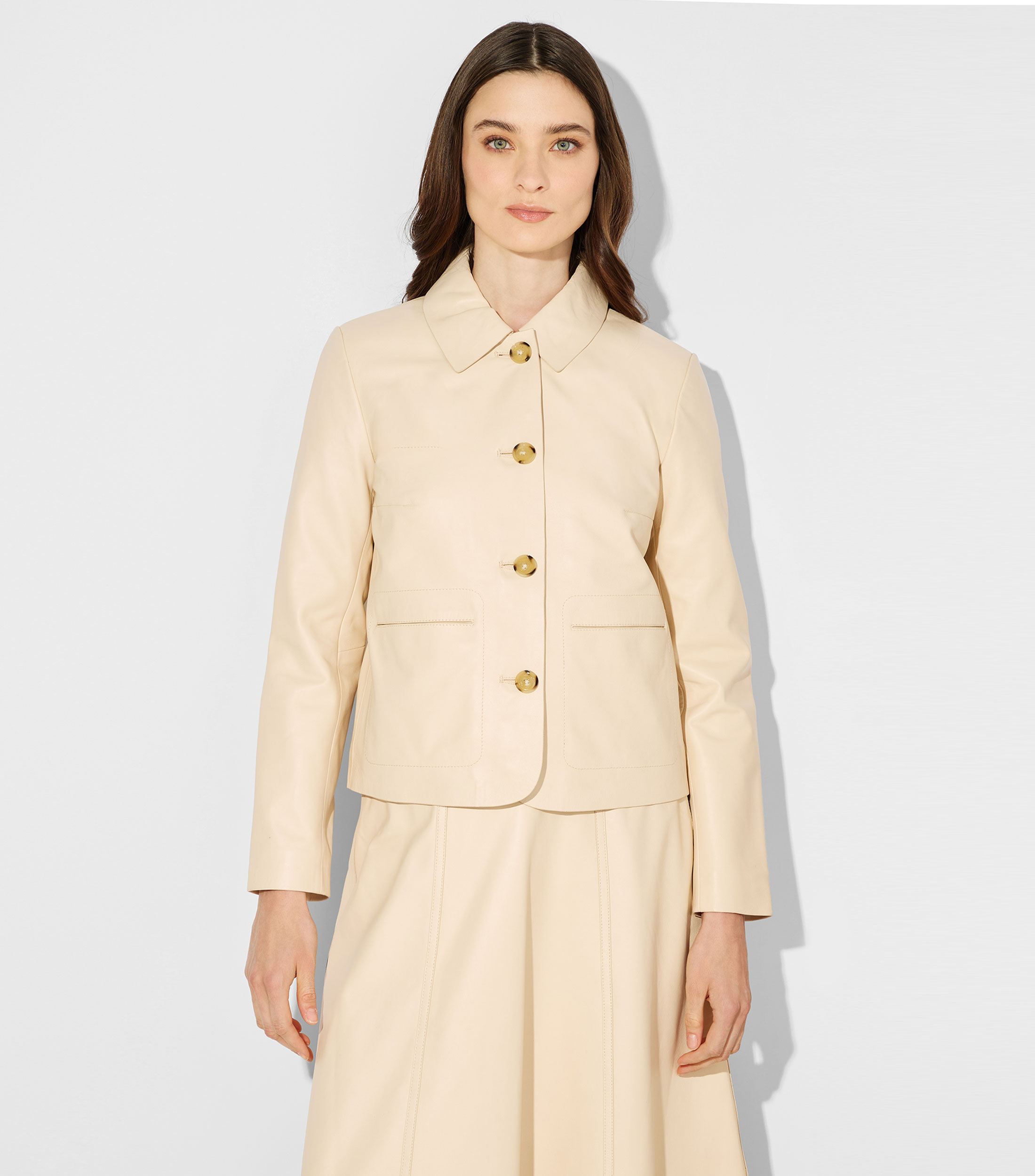 Saco liso en piel Mujer