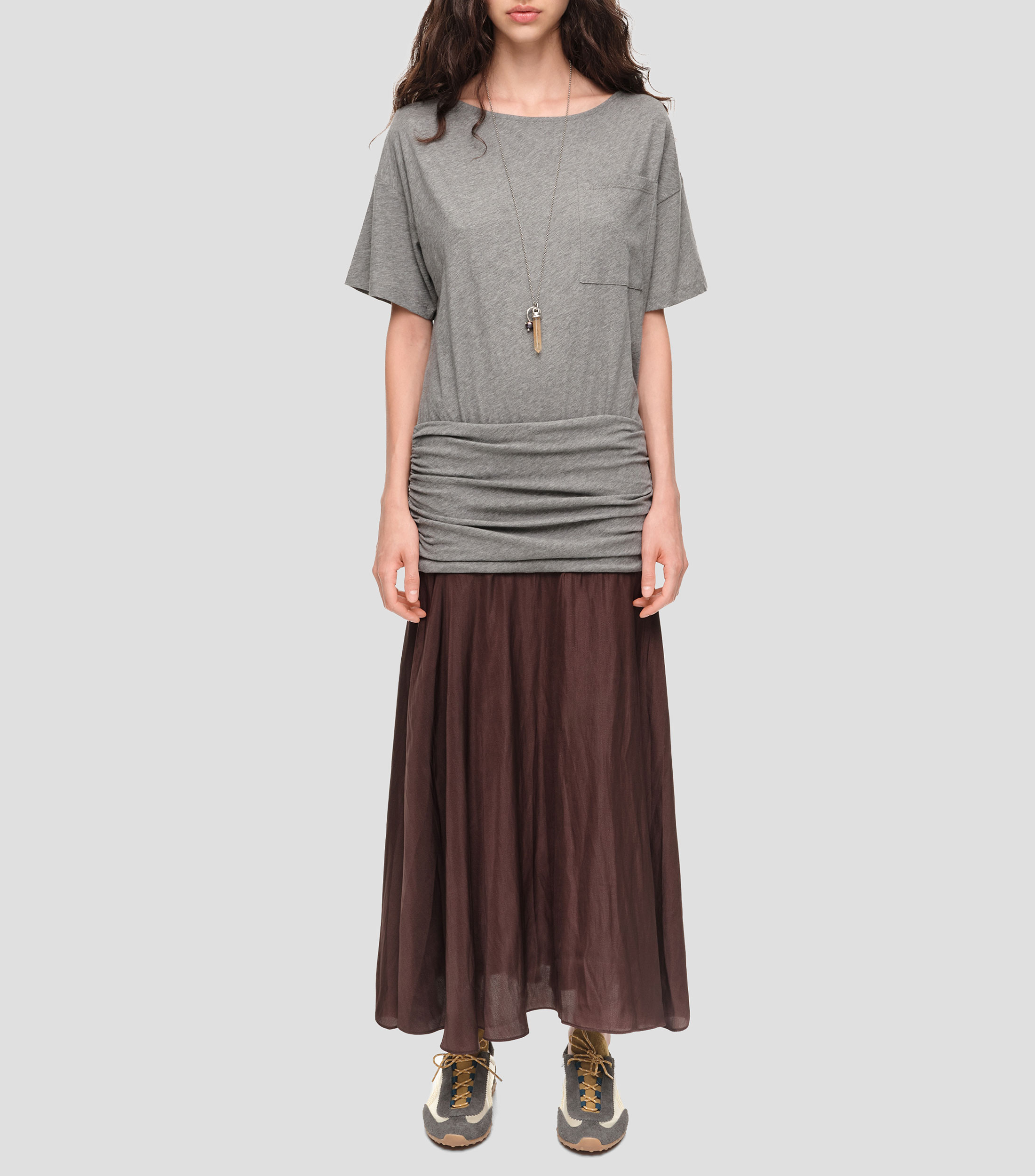 Vestido midi manga corta fantasía Mujer