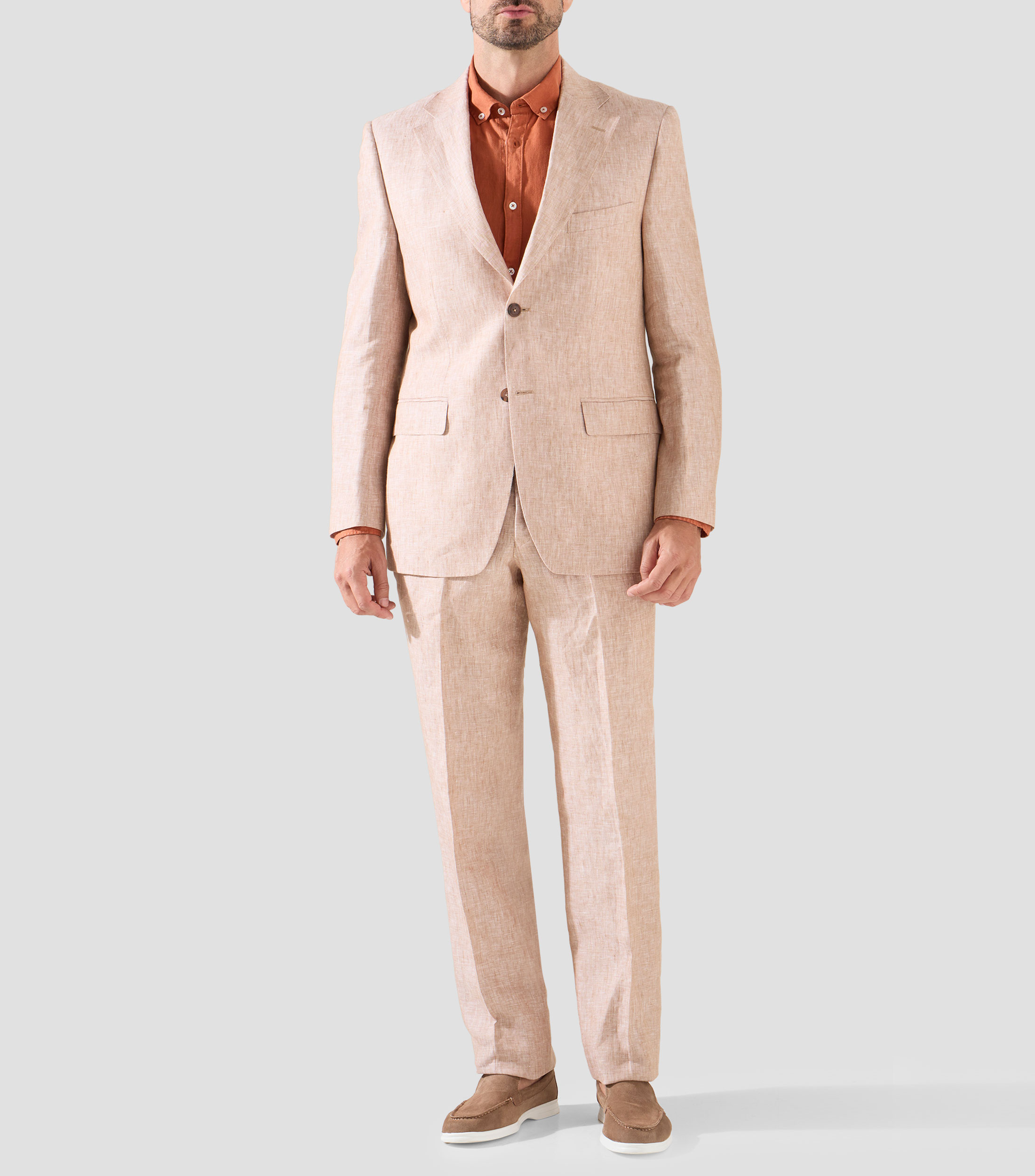 Traje de lino corte regular jaspeado Hombre
