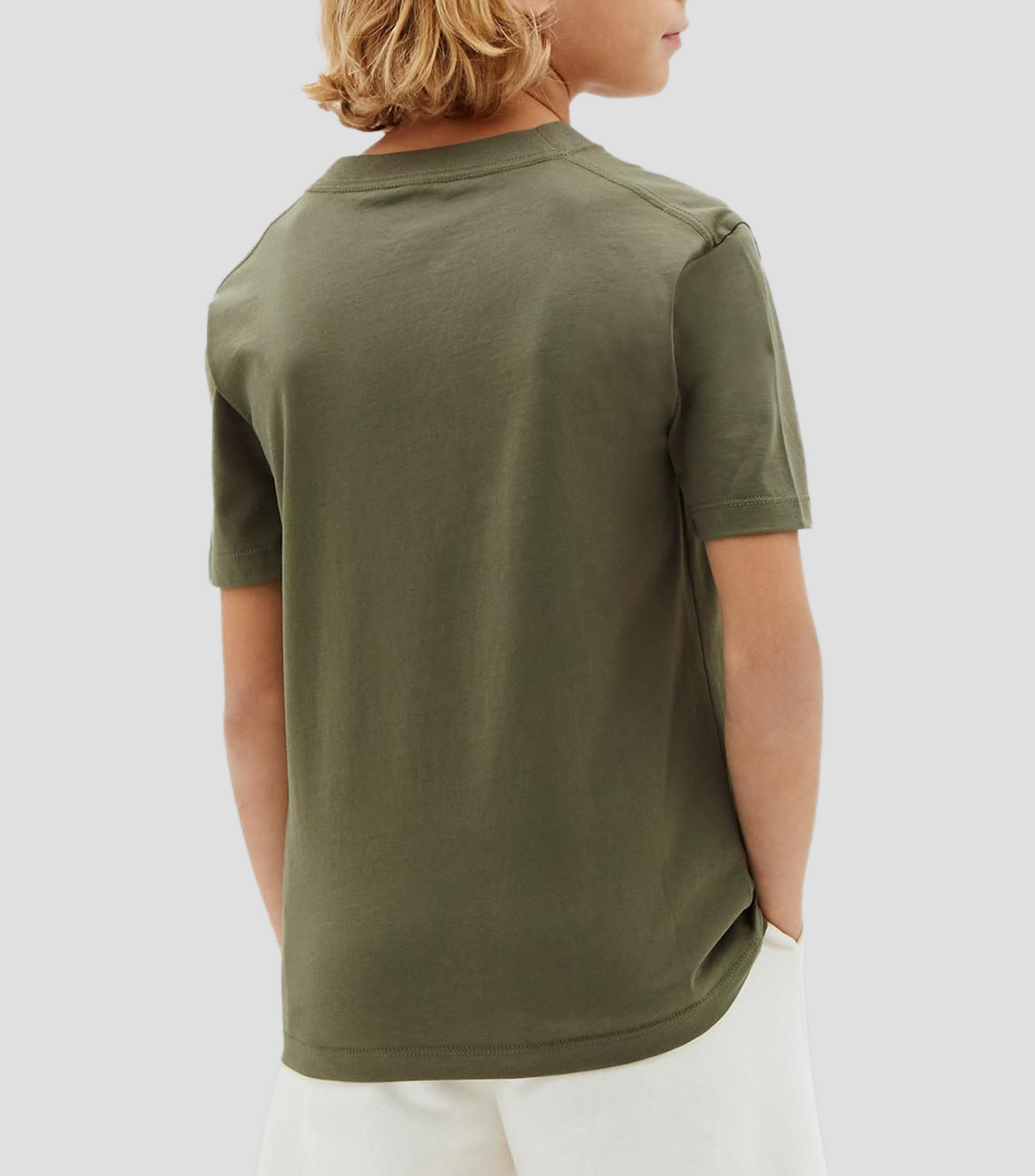 Playera sólida de cuello redondo y manga corta Niño