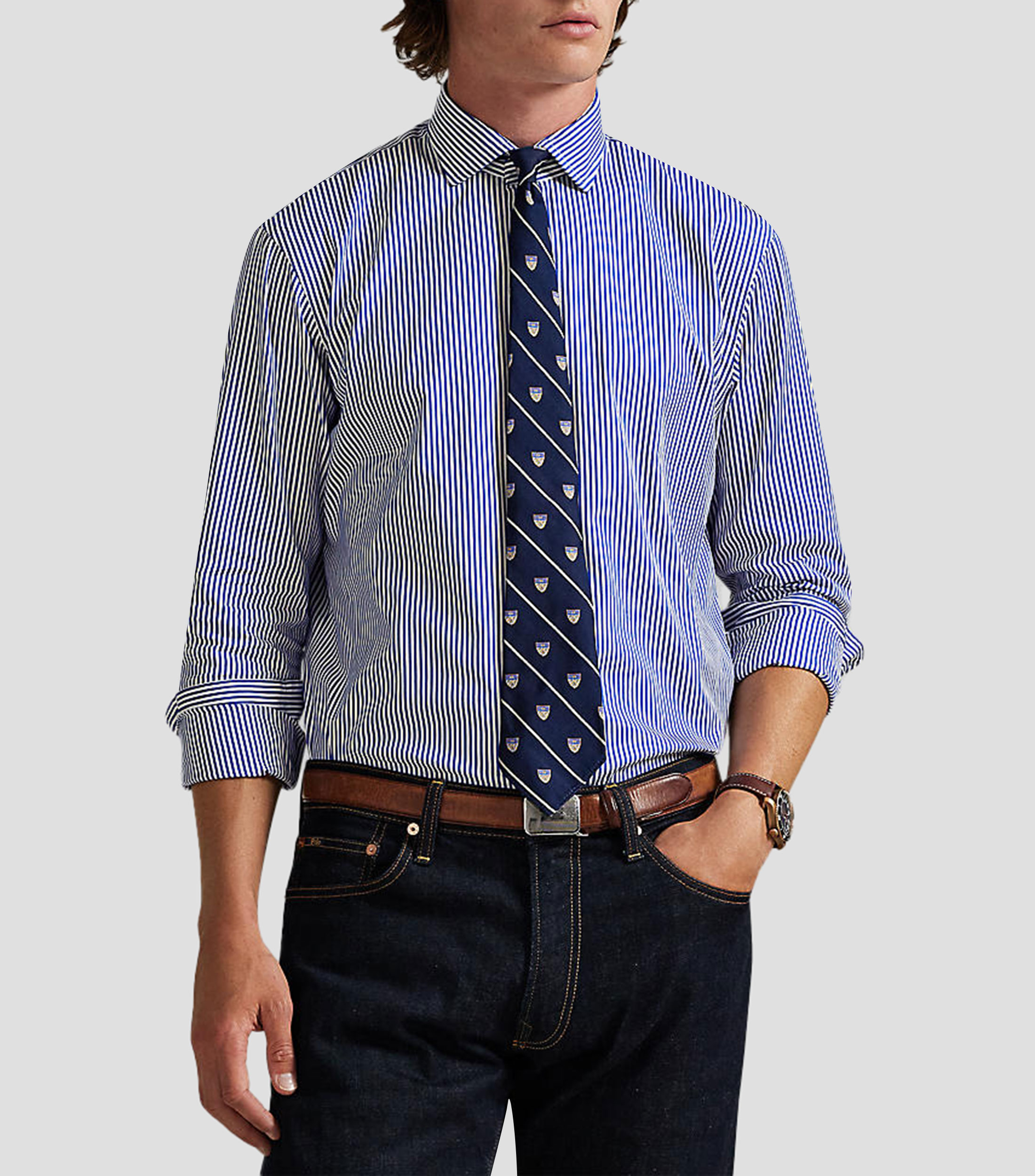 Camisa a Rayas Manga Larga Hombre